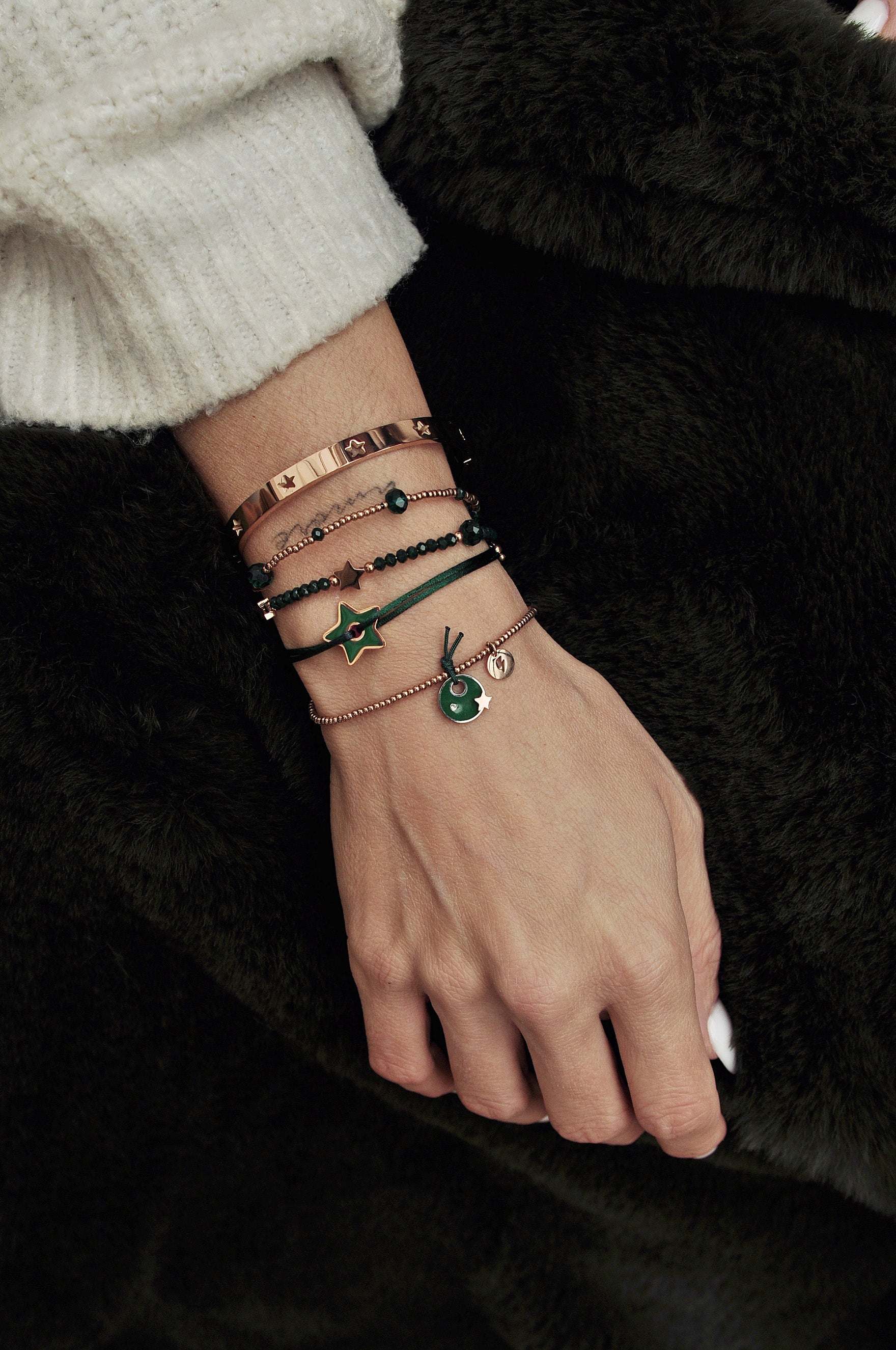 Svilena zapestnica GREEN STAR