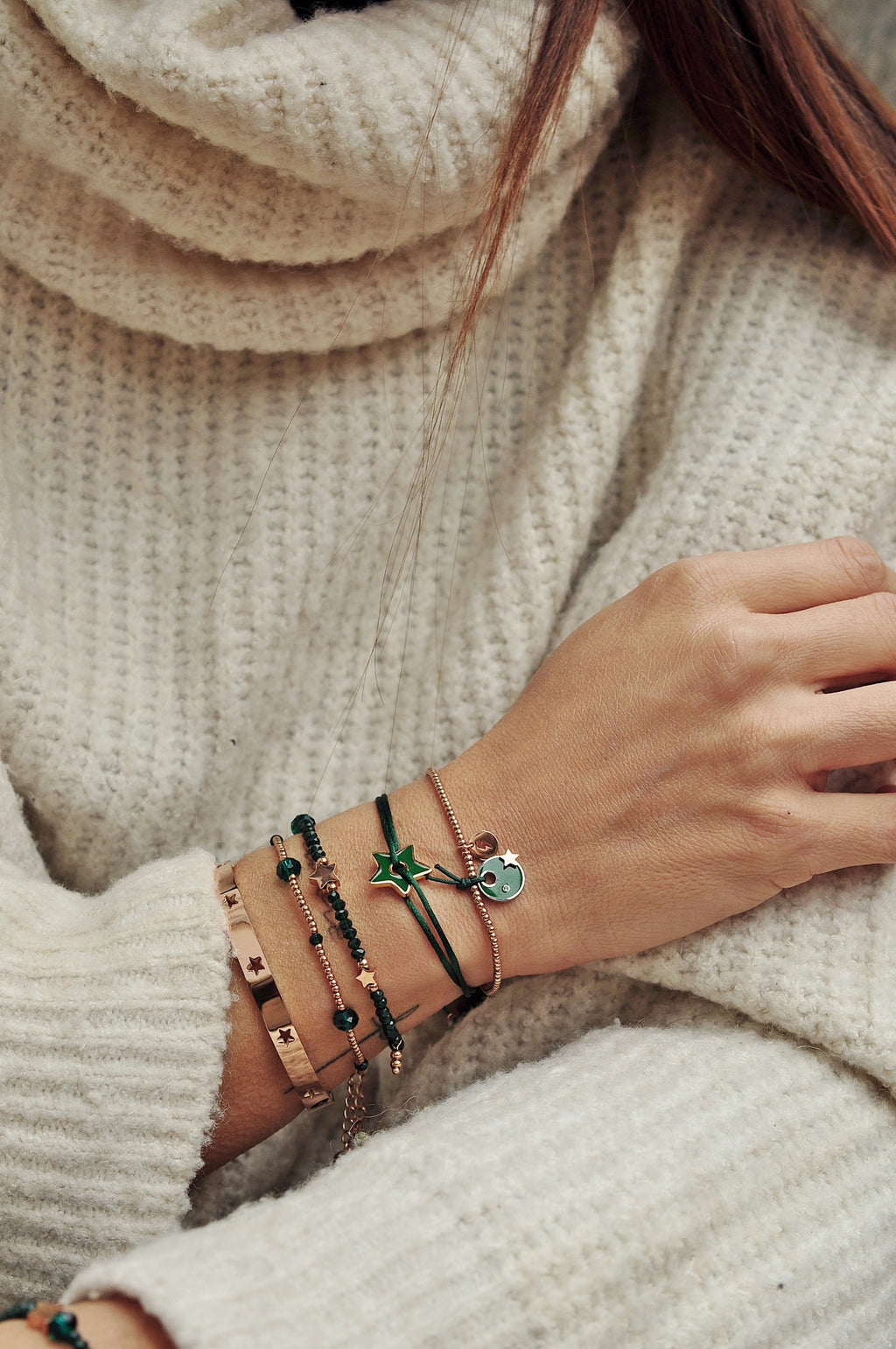 Svilena zapestnica GREEN STAR