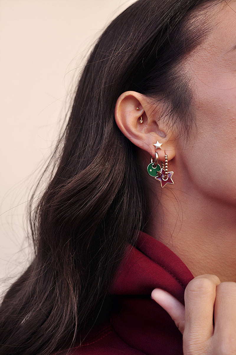 BURGUNDY STAR dot oval hoops / BURGUNDY STAR dot ovalni ringovi