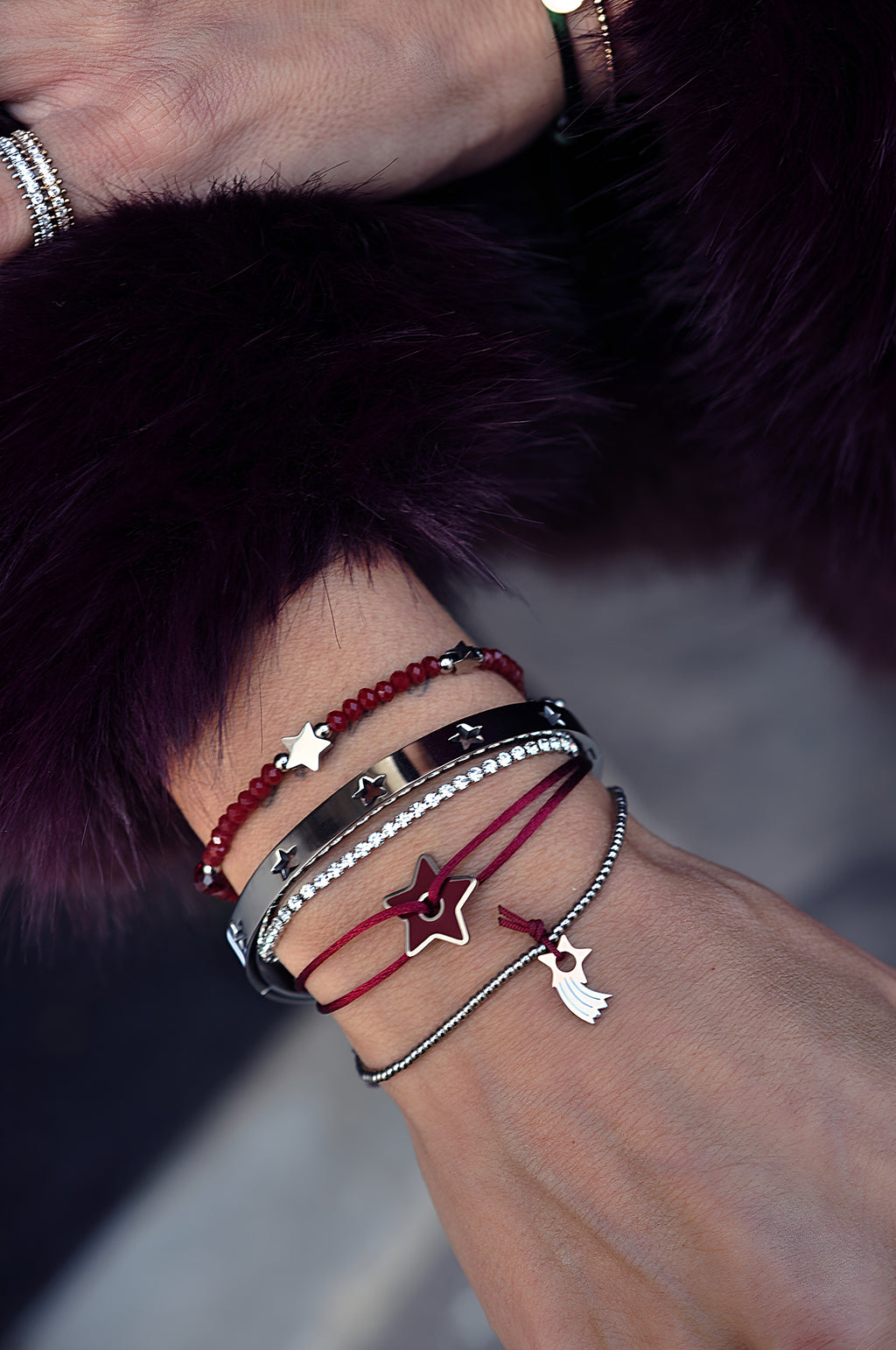 BURGUNDY STAR silk bracelet / BURGUNDY STAR silk bracelet