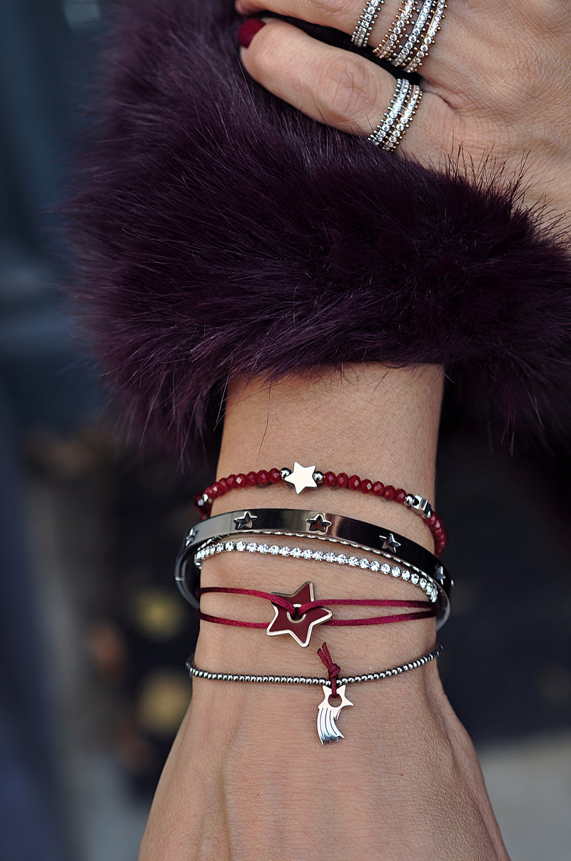 BURGUNDY STAR silk bracelet / BURGUNDY STAR silk bracelet