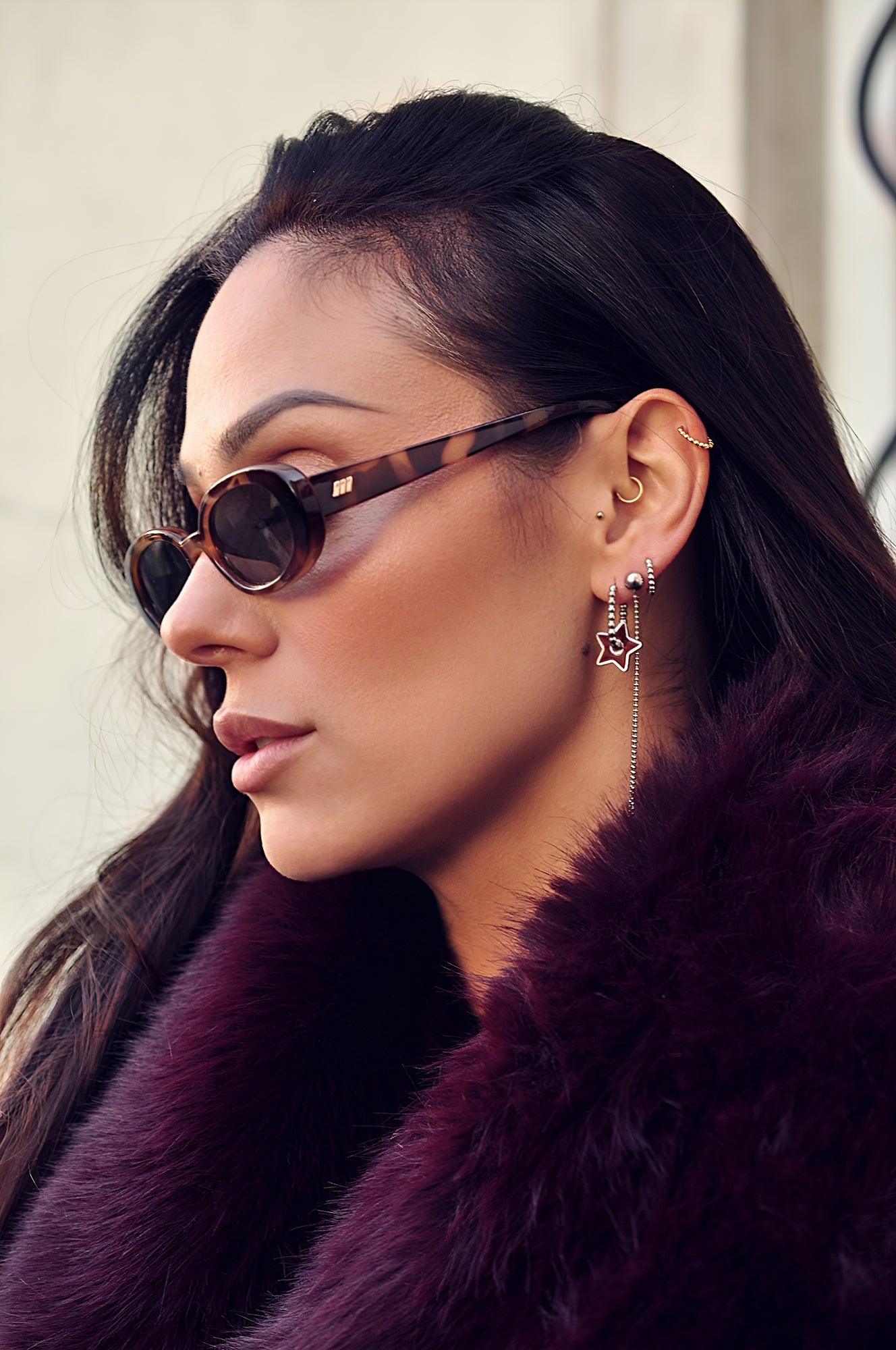 BURGUNDY STAR dot oval hoops / BURGUNDY STAR dot ovalni ringovi