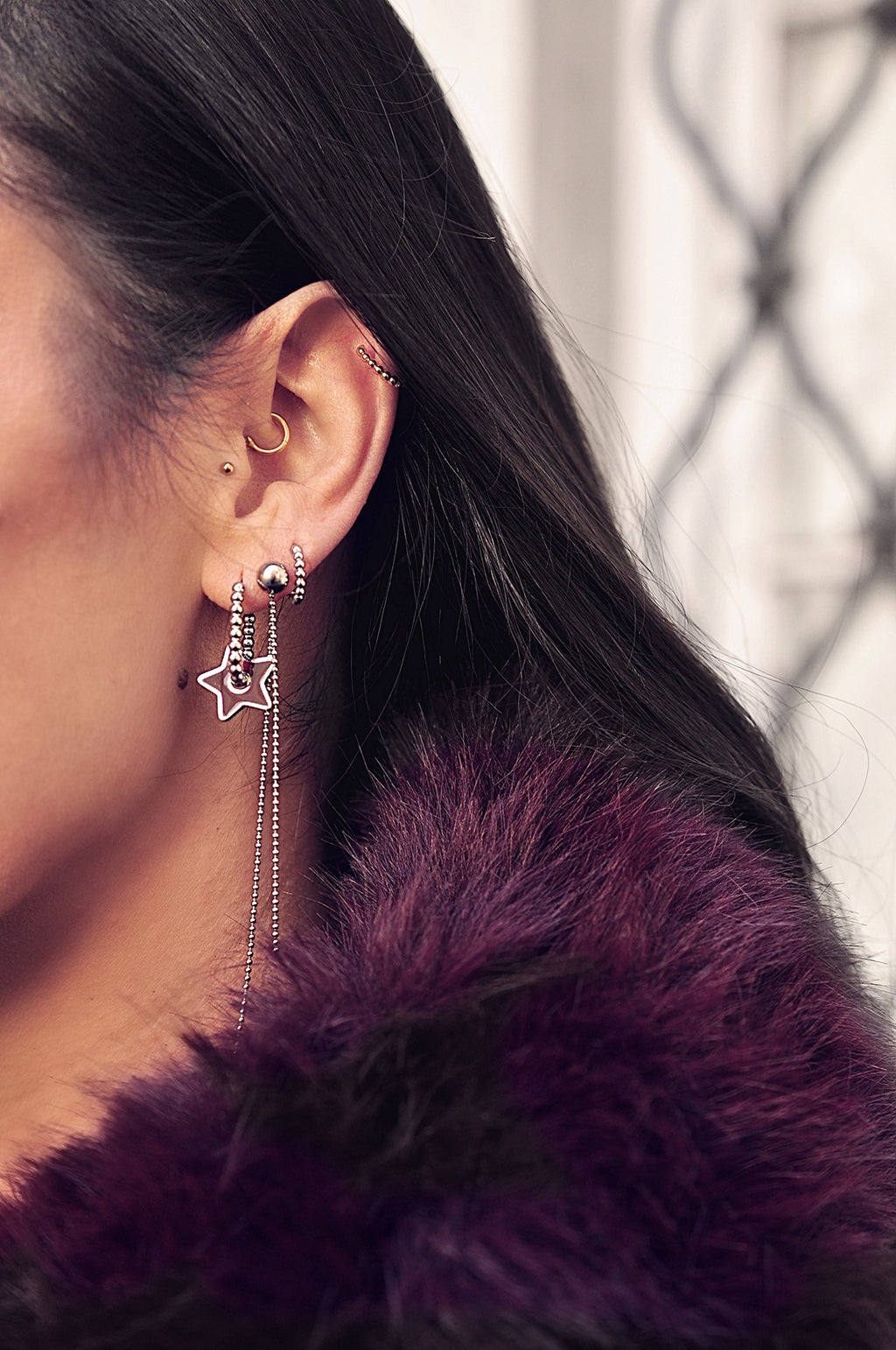 BURGUNDY STAR dot oval hoops / BURGUNDY STAR dot ovalni ringovi