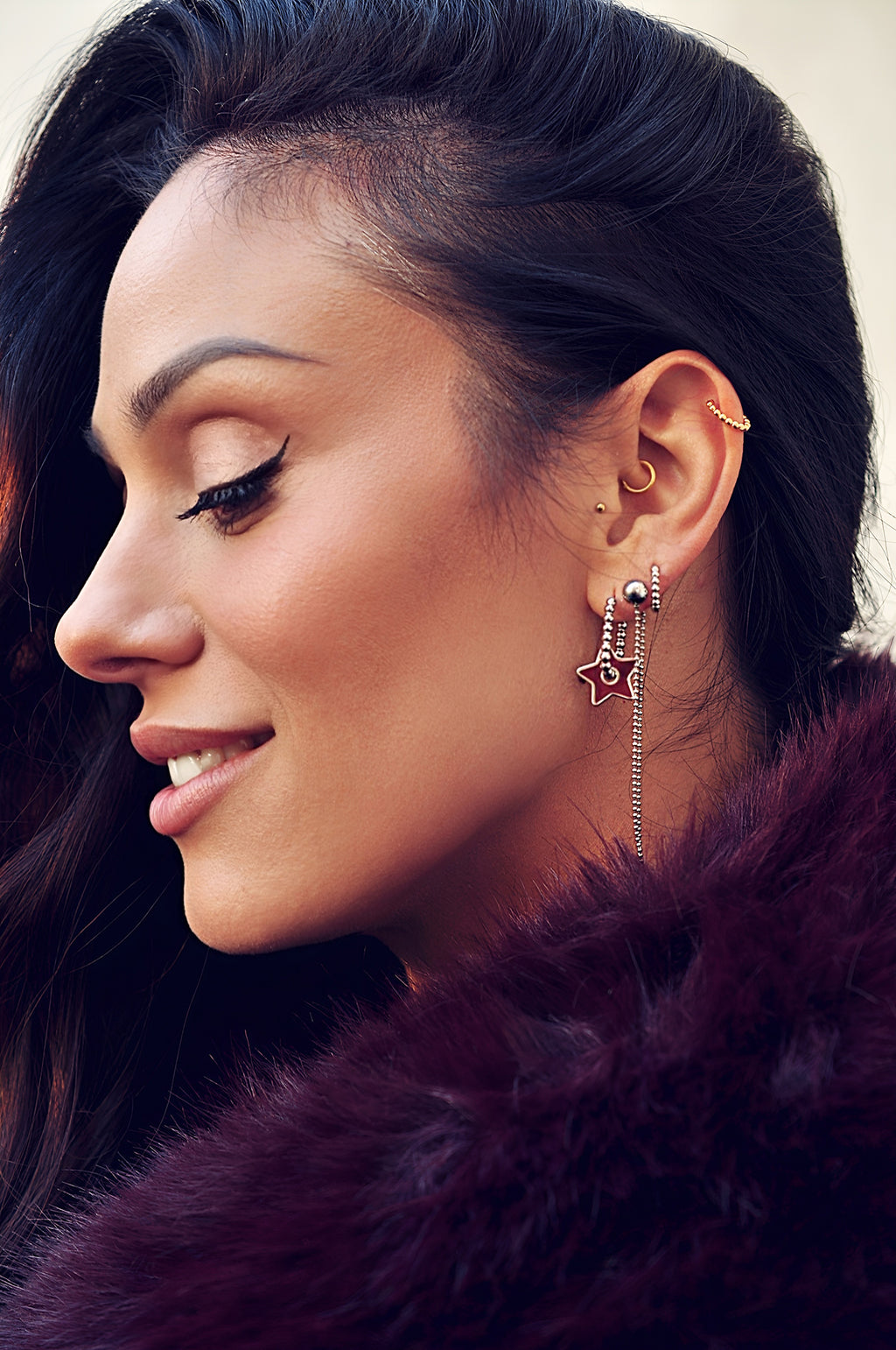 BURGUNDY STAR dot oval hoops / BURGUNDY STAR dot ovalni ringovi