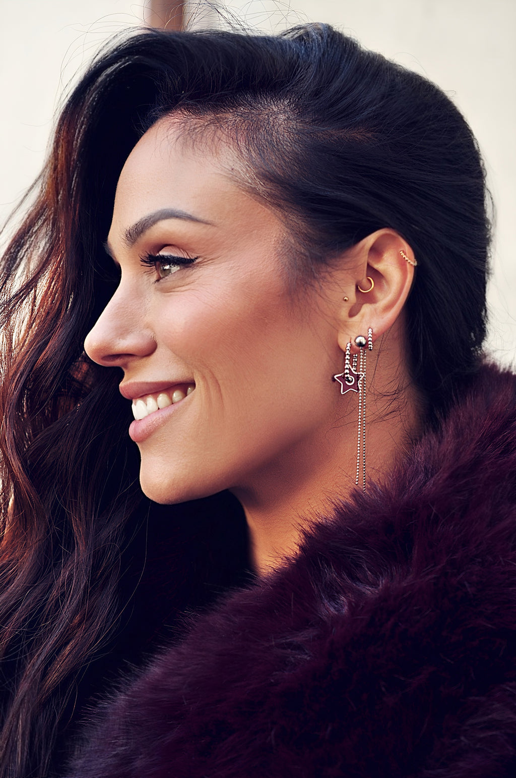 BURGUNDY STAR dot oval hoops / BURGUNDY STAR dot ovalni ringovi