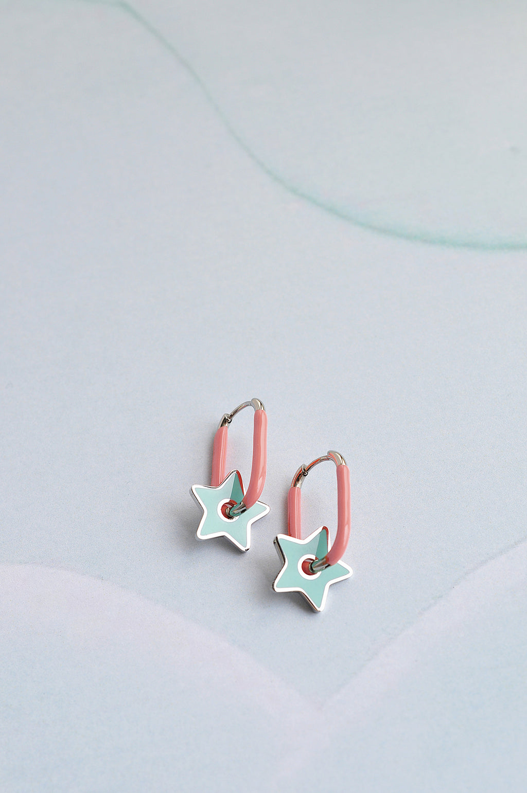 TURQUOISE STAR color oval hoops