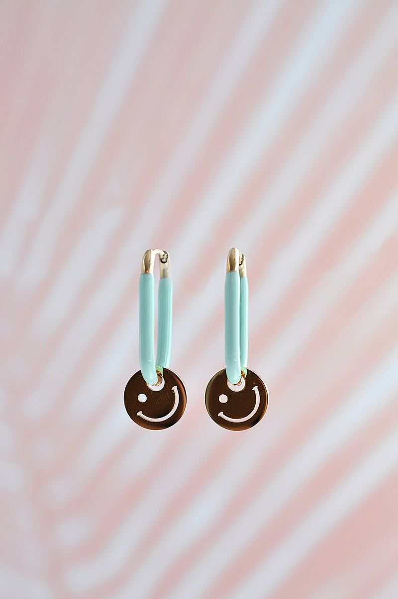 TURQUOISE SMILE oval hoops