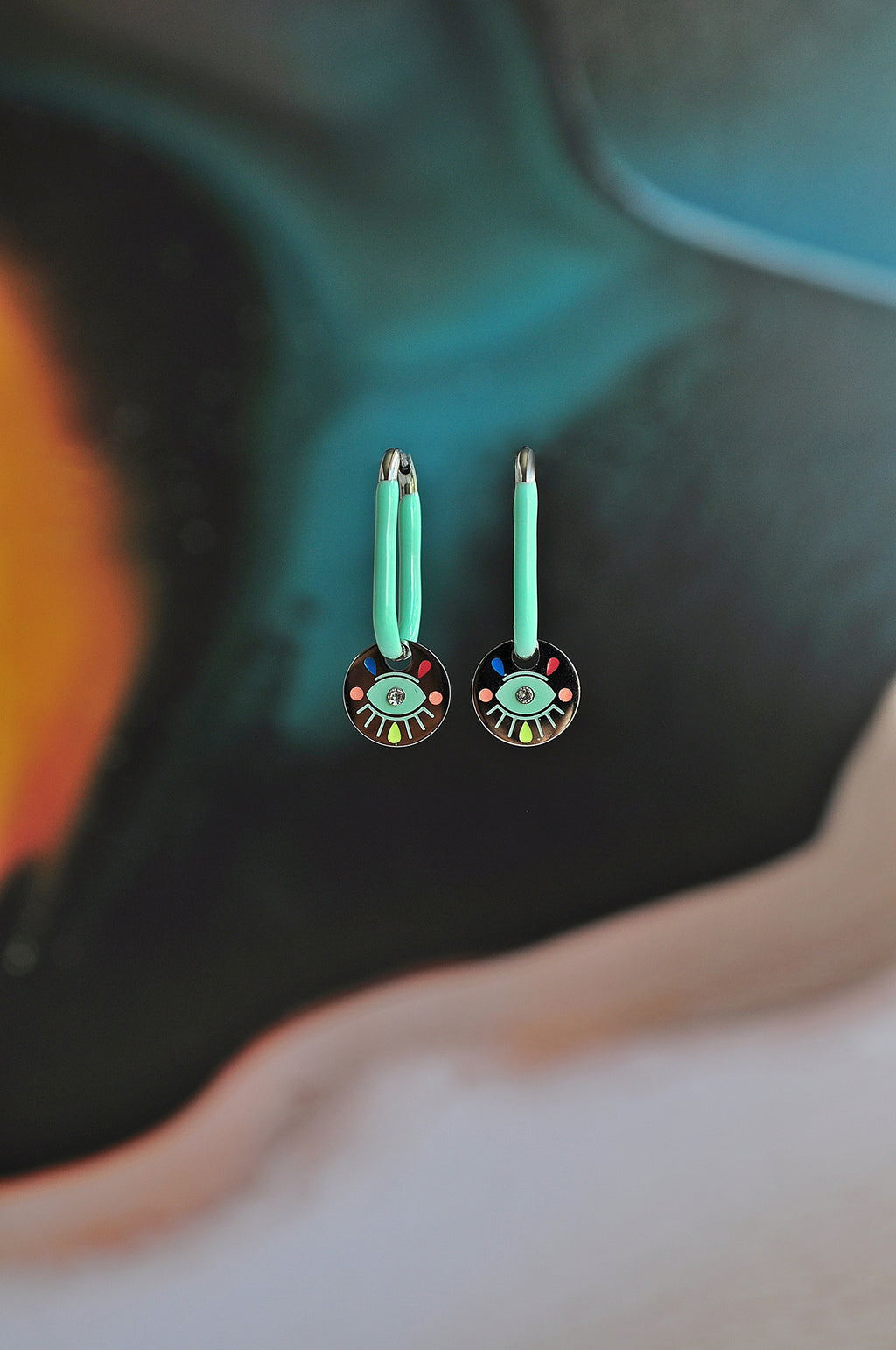 PINA COLADA turquoise oval hoops / PINA COLADA tirkizni ovalni ring