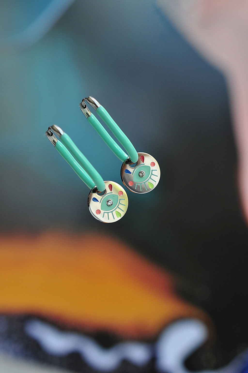 PINA COLADA turquoise oval hoops / PINA COLADA tirkizni ovalni ring