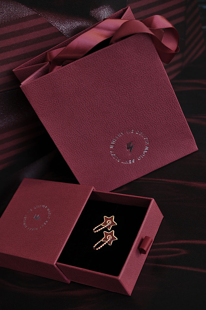 BURGUNDY STAR dot oval hoops / BURGUNDY STAR dot ovalni ringovi