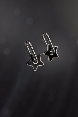 BLACK STAR drop oval hoops