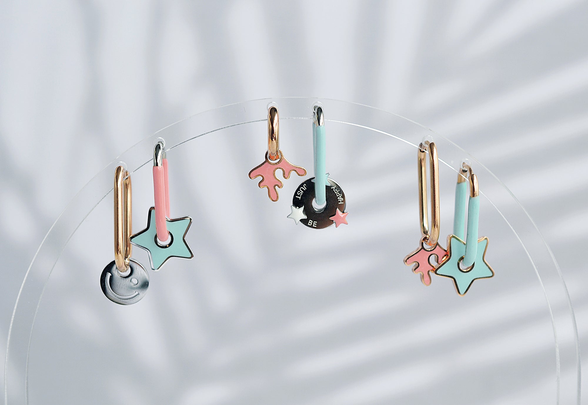 TURQUOISE STAR color oval hoops