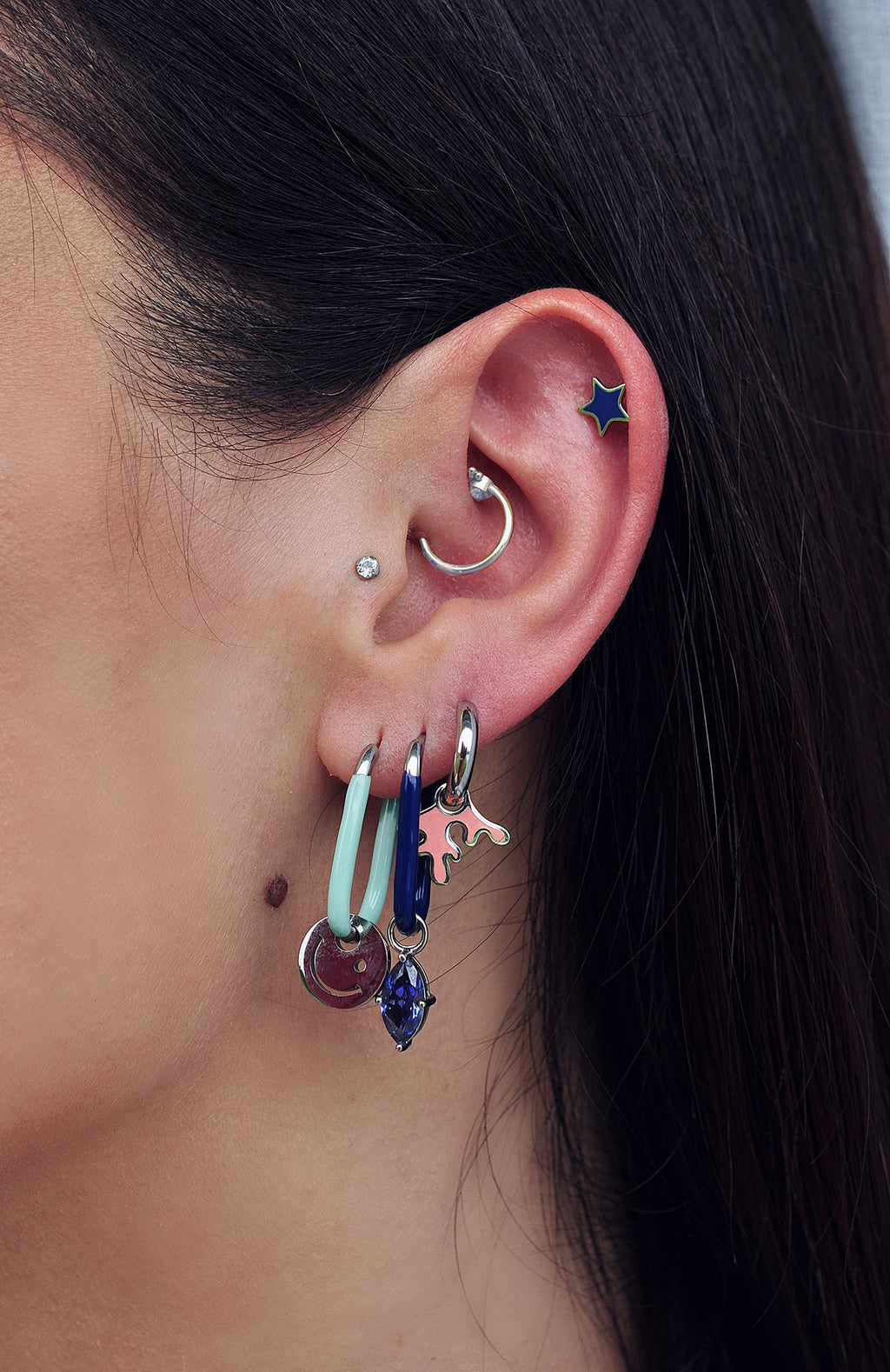 TURQUOISE SMILE oval hoops