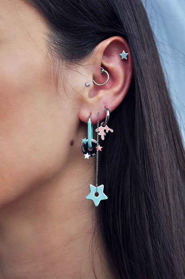 TURQUOISE STAR chain earrings