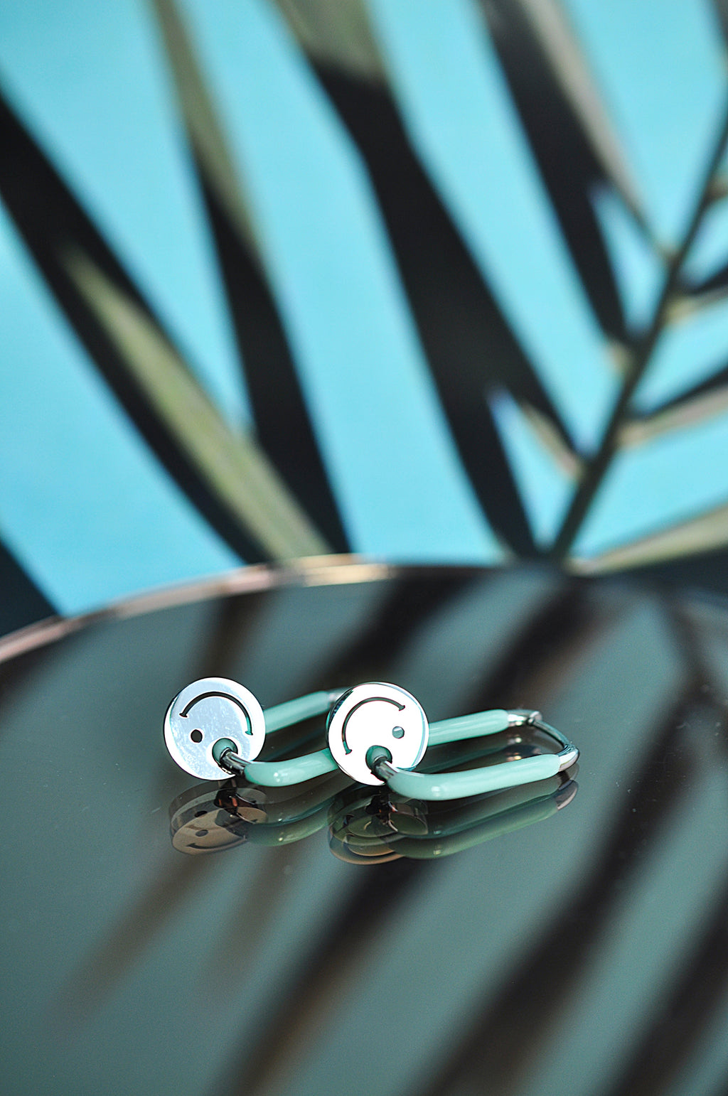 TURQUOISE SMILE oval hoops