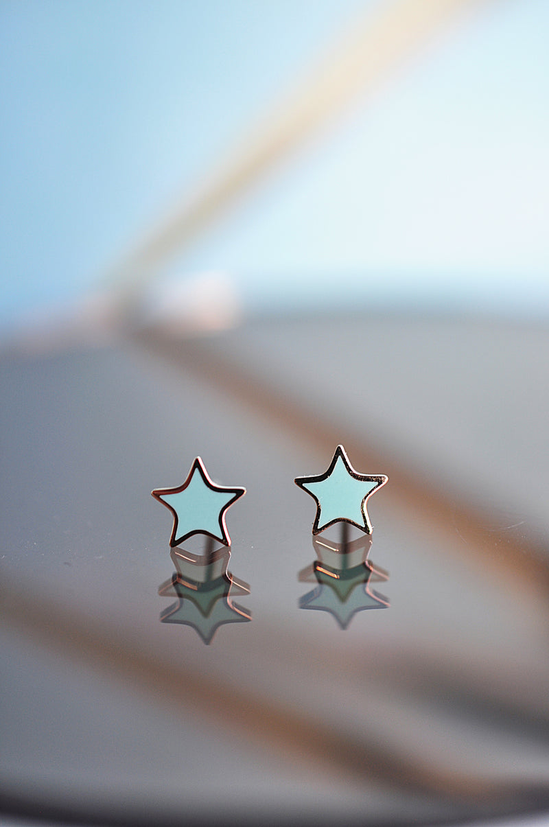 TURQUOISE WAVES tiny star earrings