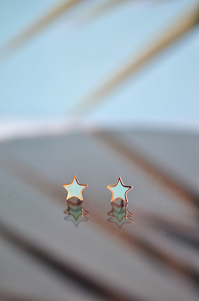TURQUOISE WAVES tiny star earrings