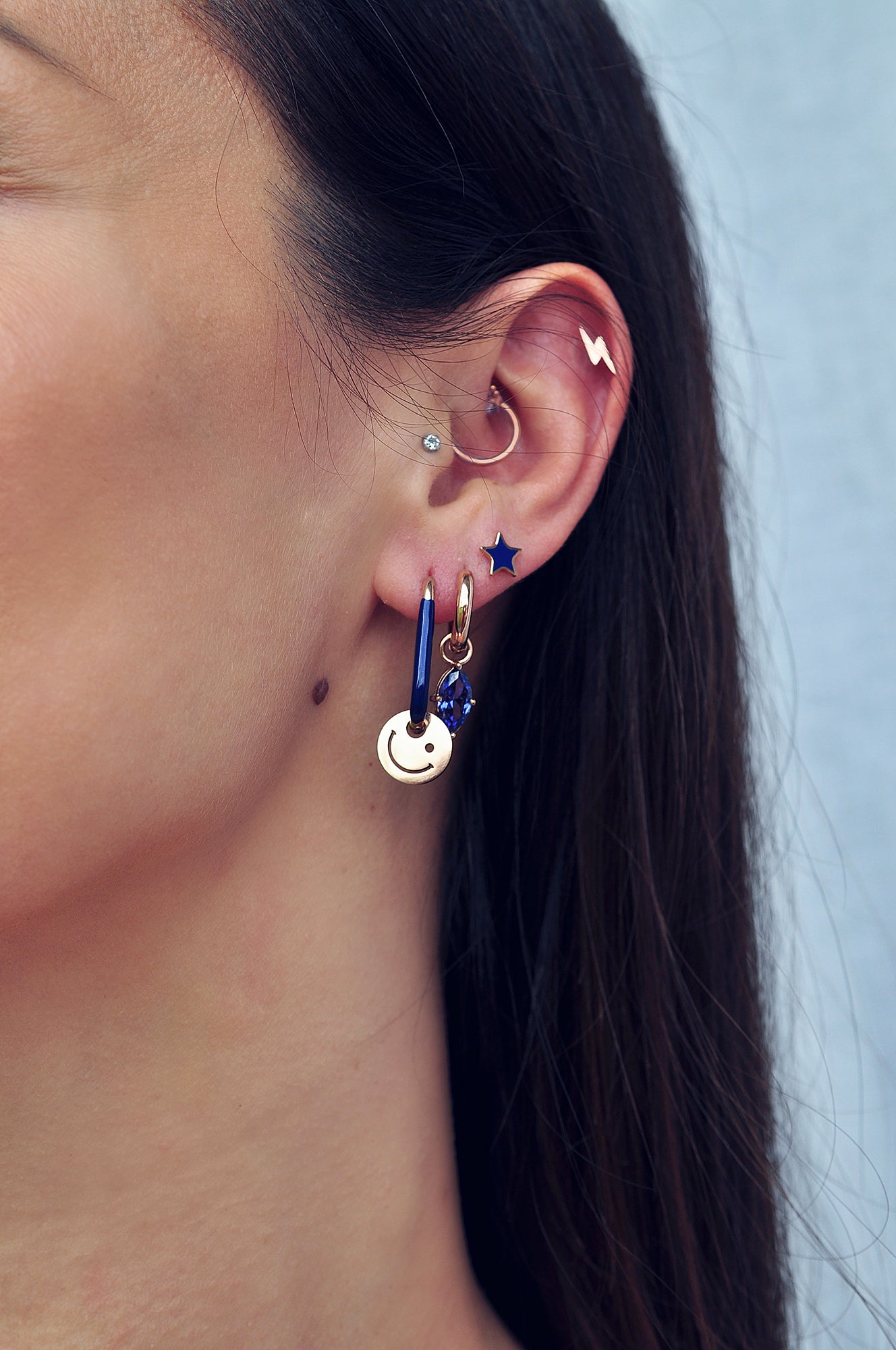 BLUE SMILE oval hoops