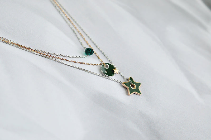 GREEN FOREST triple necklace