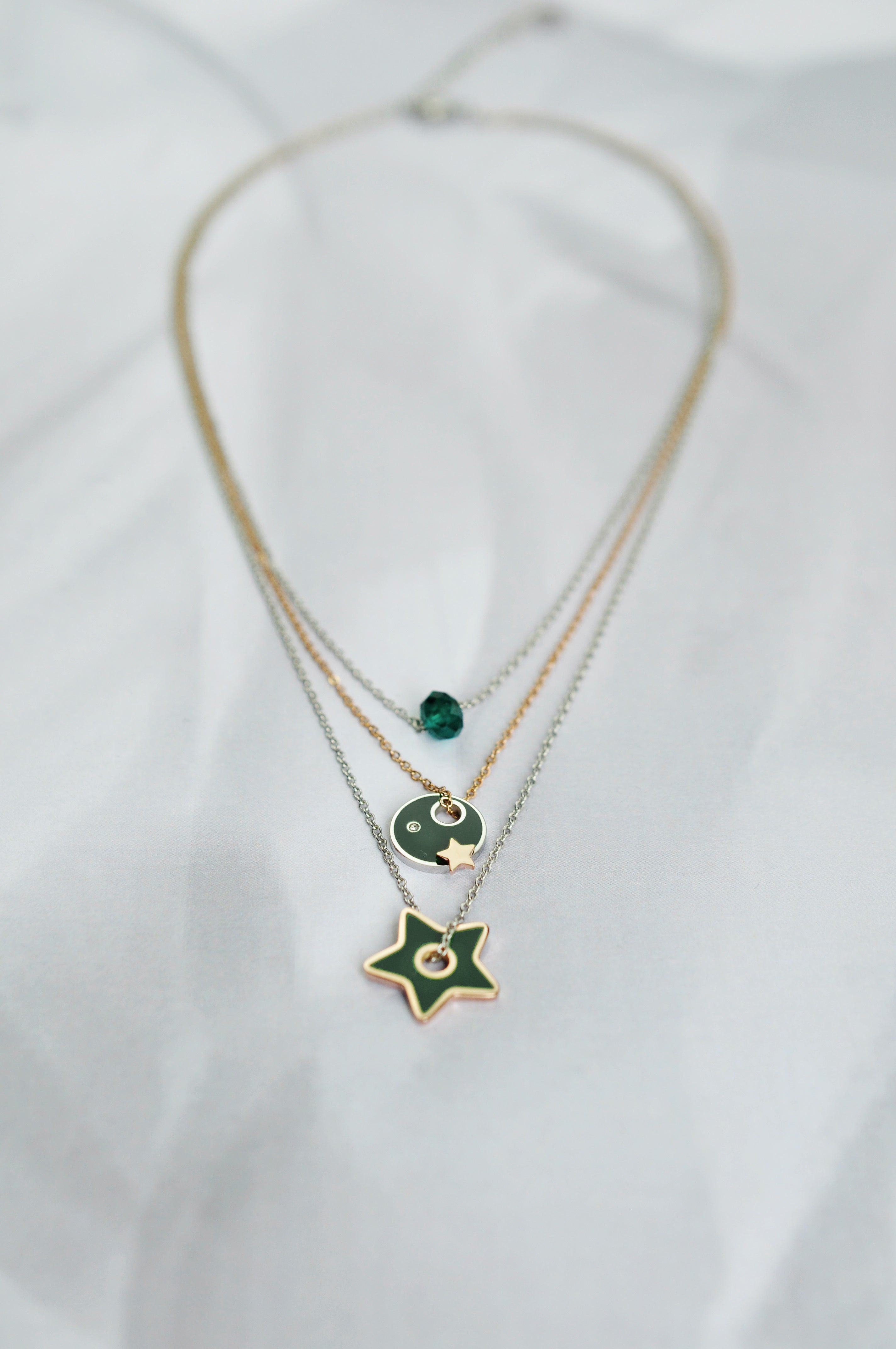 GREEN FOREST Dreifach-Halskette 