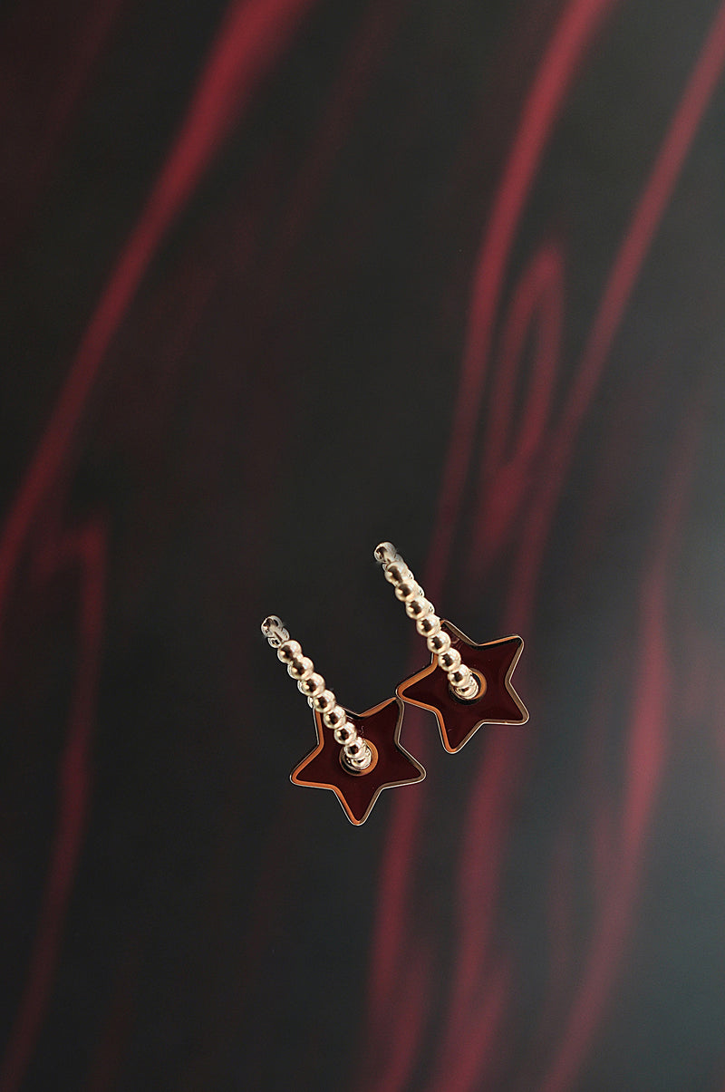 BURGUNDY STAR dot oval hoops / BURGUNDY STAR dot ovalni ringovi