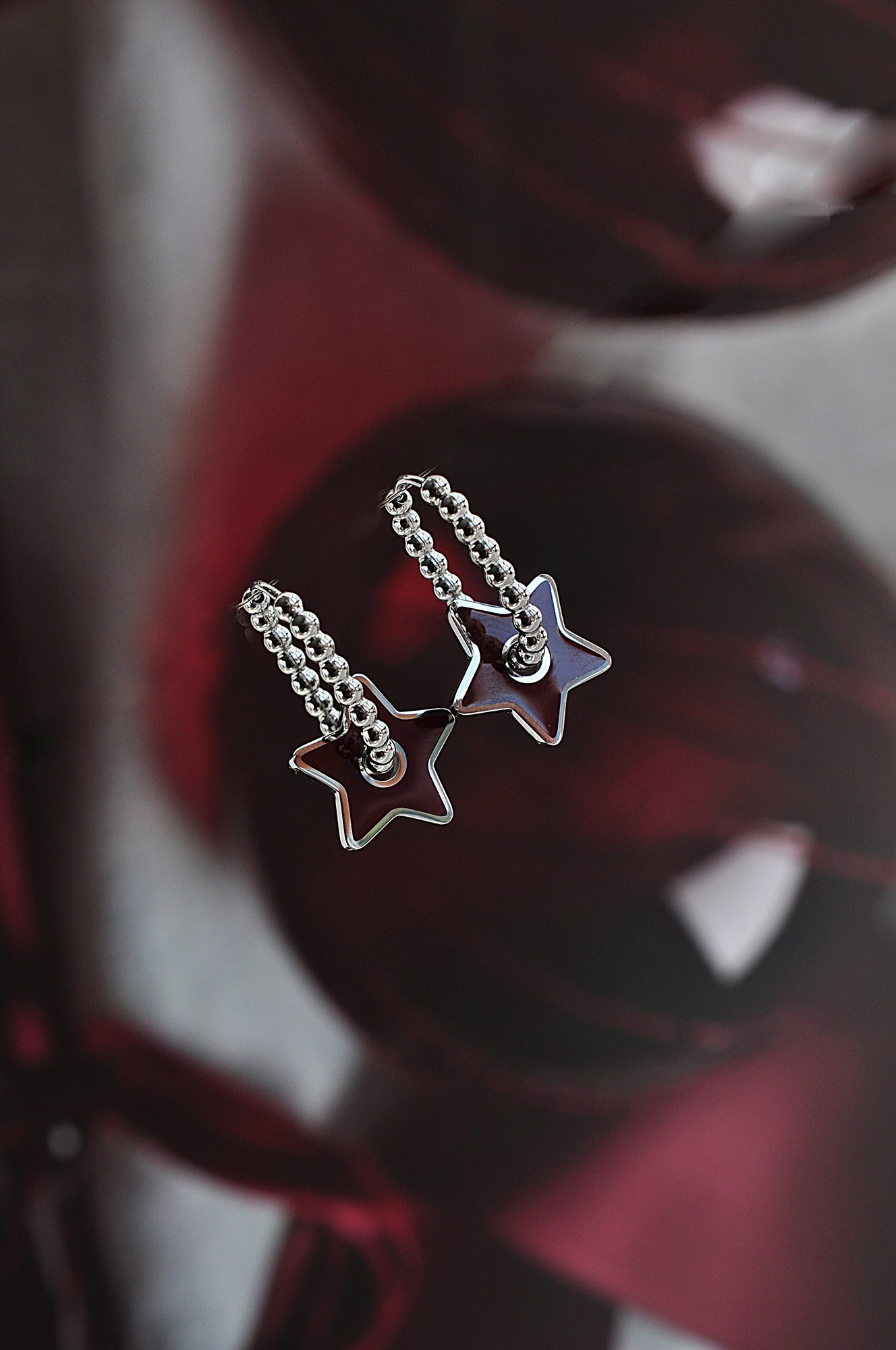 BURGUNDY STAR dot oval hoops / BURGUNDY STAR dot ovalni ringovi