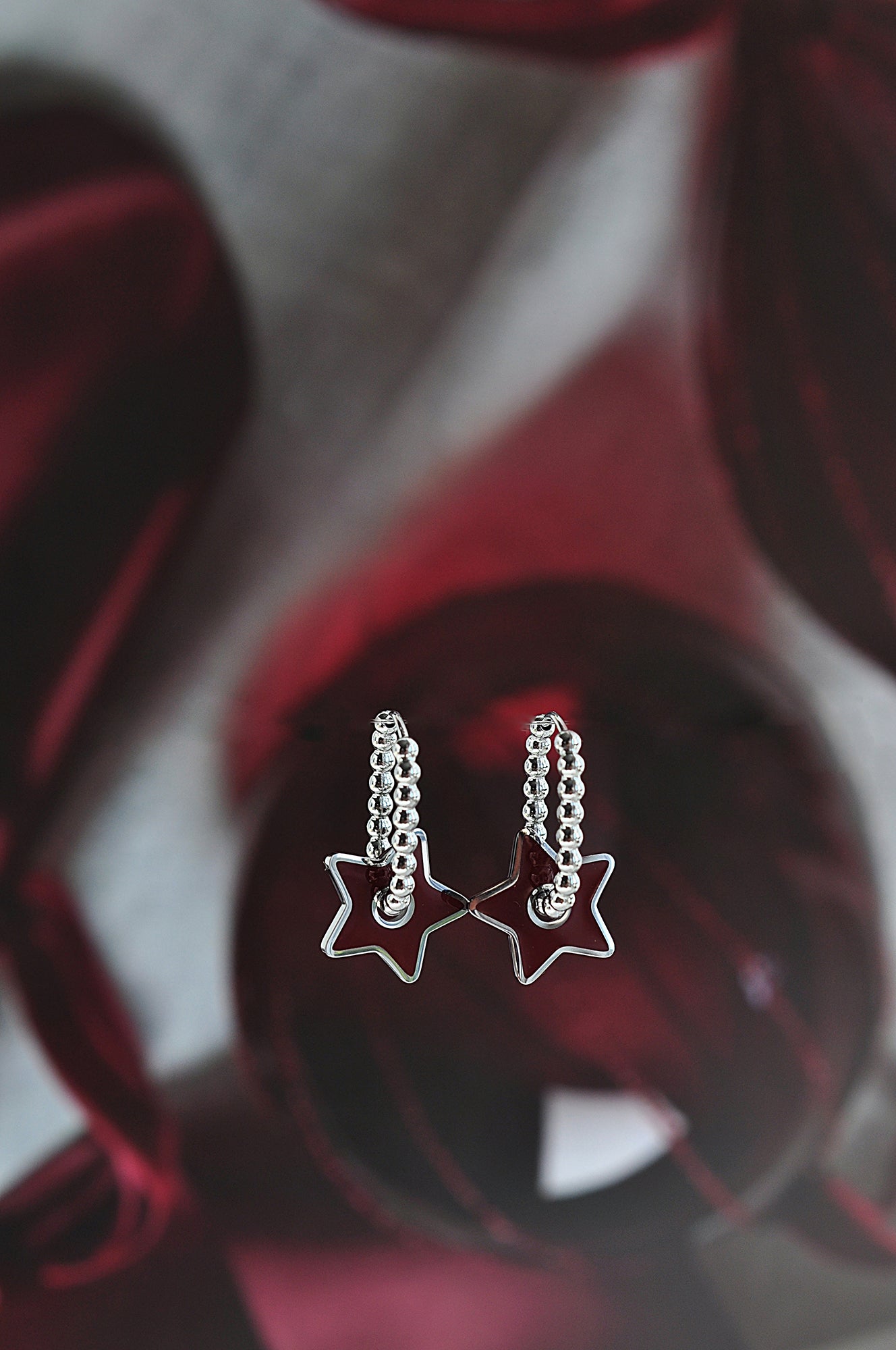 BURGUNDY STAR dot oval hoops / BURGUNDY STAR dot ovalni ringovi