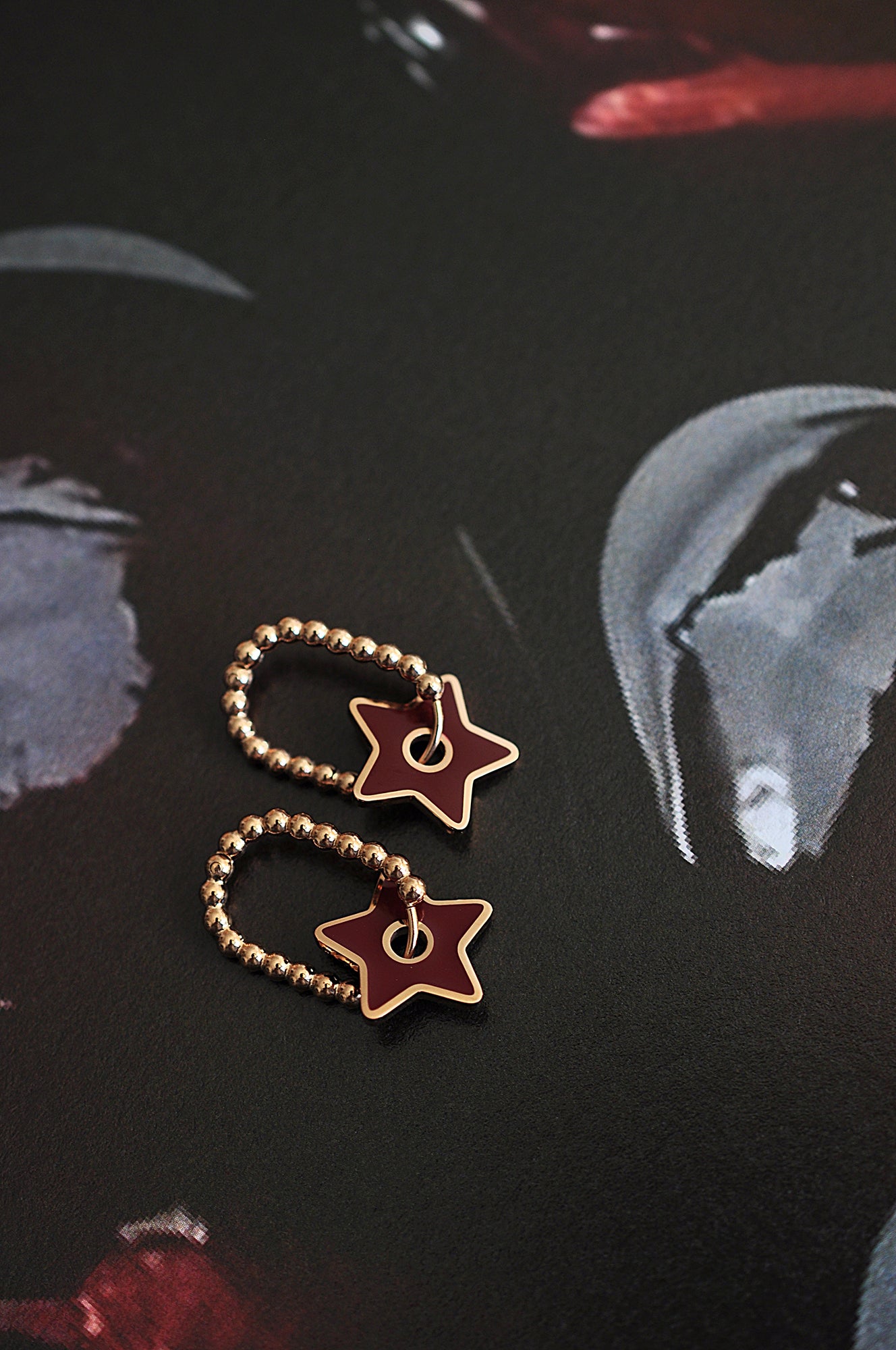BURGUNDY STAR dot oval hoops / BURGUNDY STAR dot ovalni ringovi