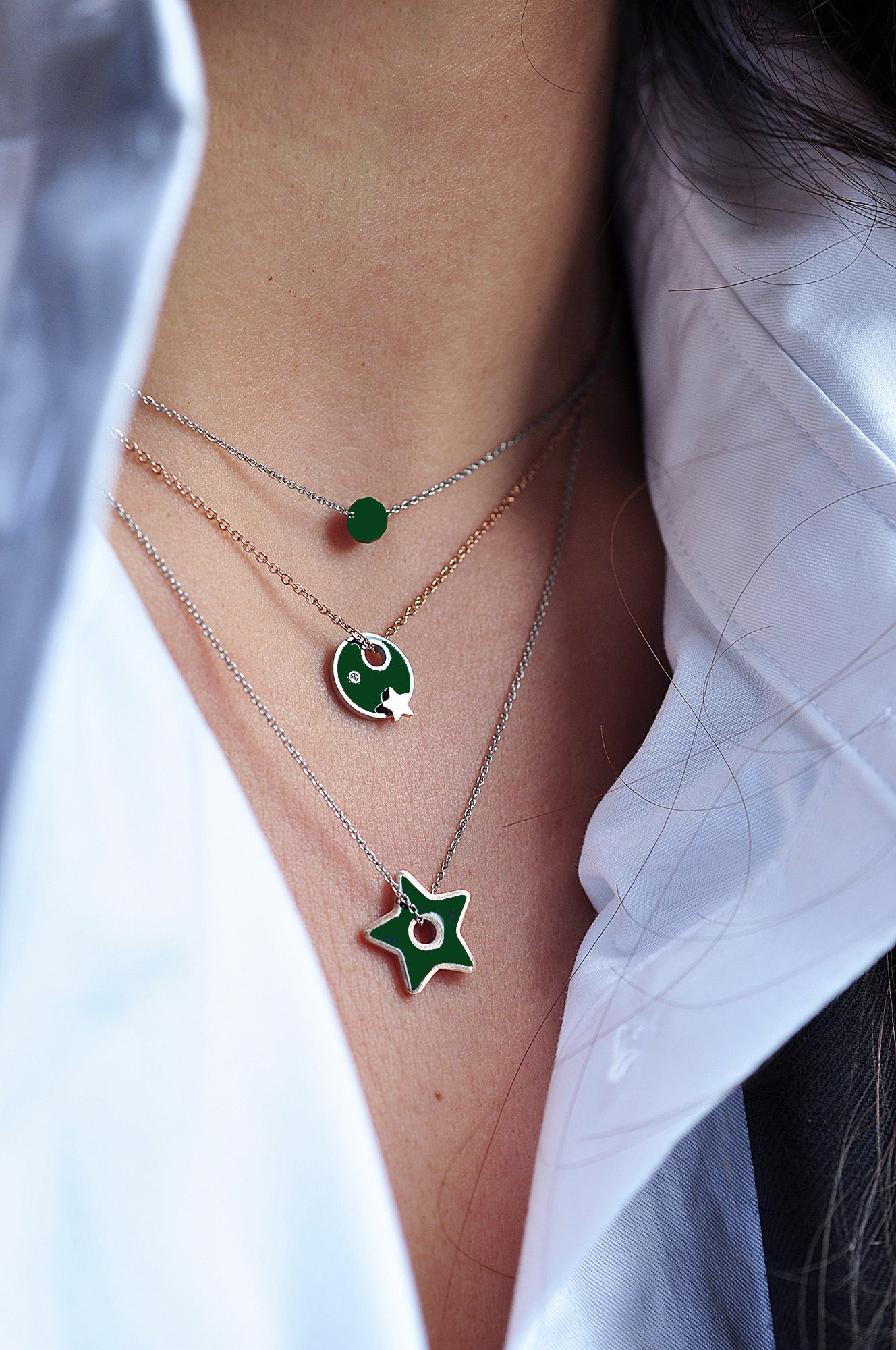 GREEN FOREST Dreifach-Halskette 