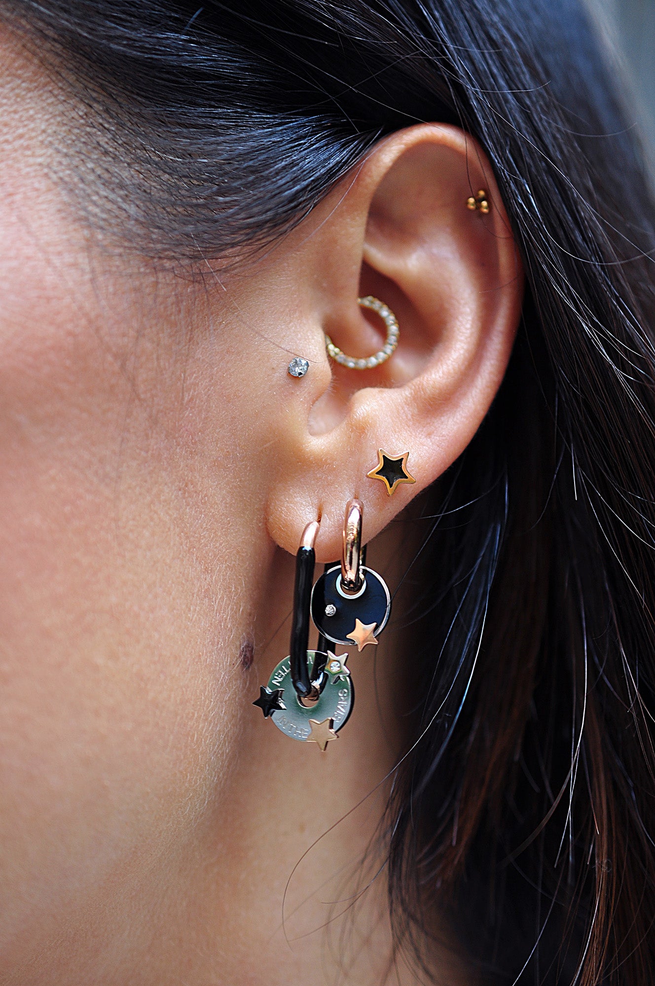 TINY BLACK STARS earrings / TINY BLACK STARS naušnice