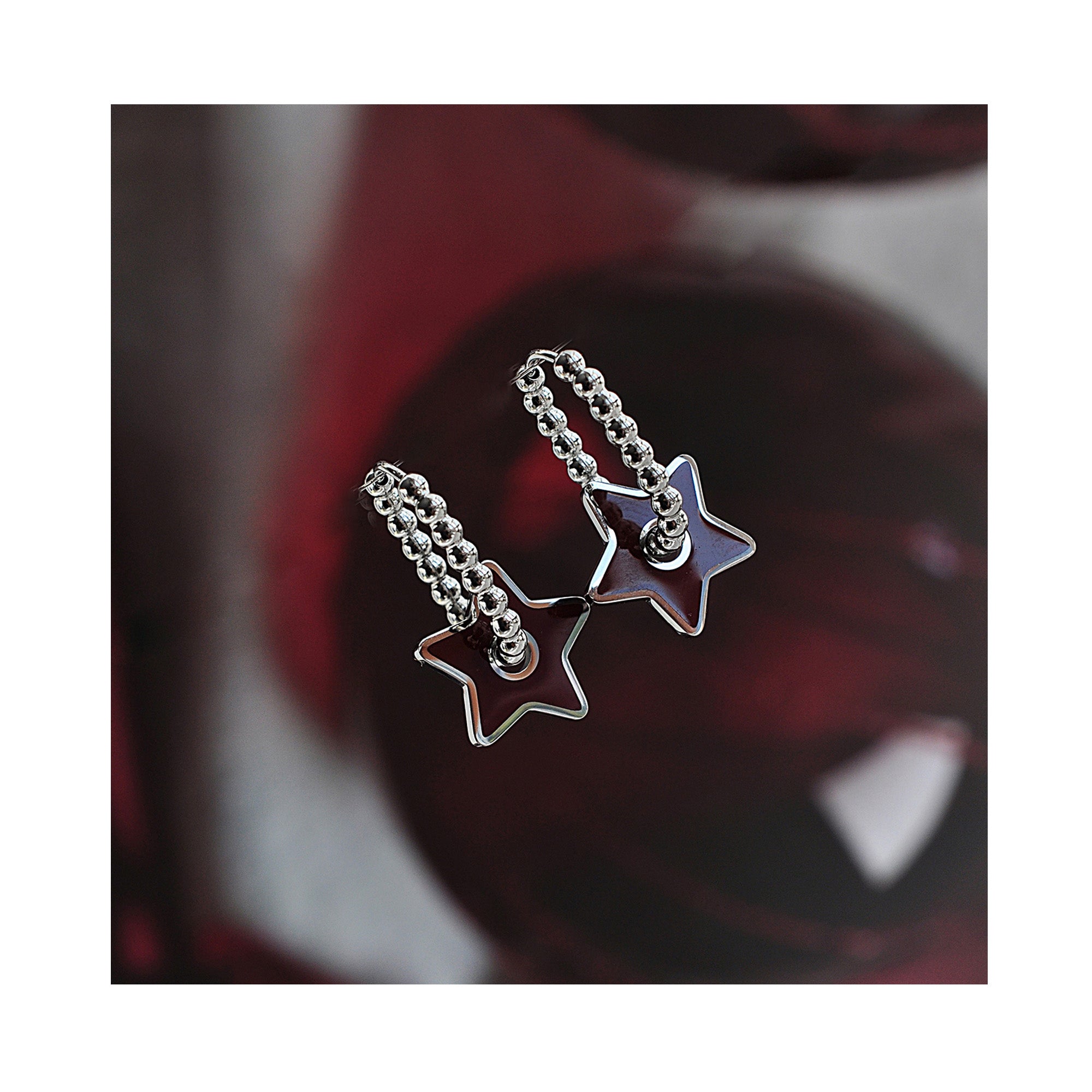BURGUNDY STAR dot oval hoops / BURGUNDY STAR dot ovalni ringovi