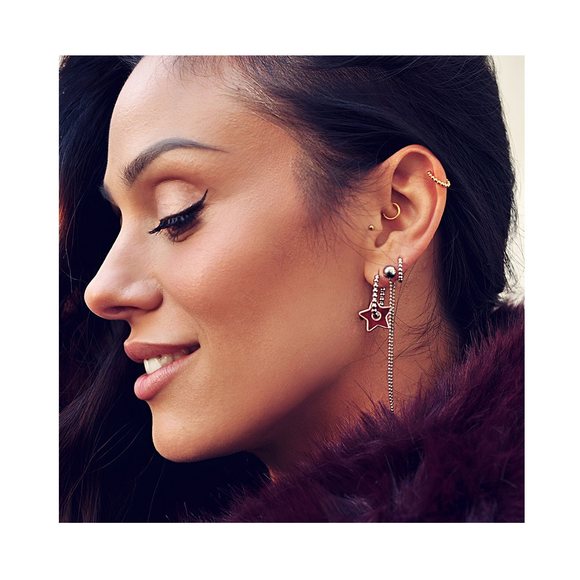 BURGUNDY STAR dot oval hoops / BURGUNDY STAR dot ovalni ringovi