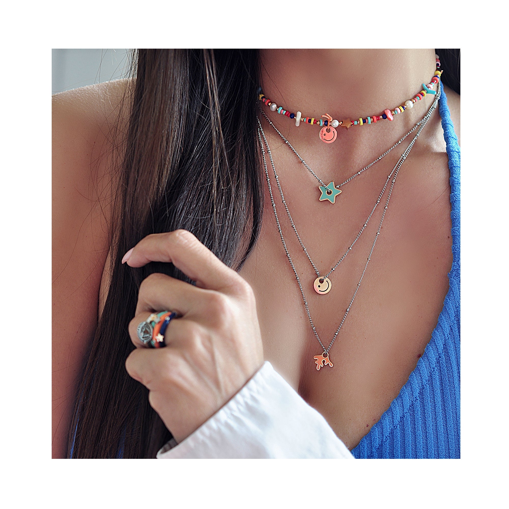 HAPPY PEOPLE triple necklace