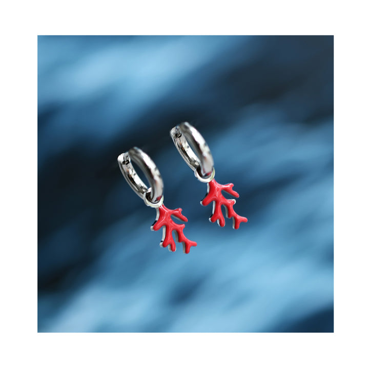 RED CORAL mini hoops / RED CORAL mini ring