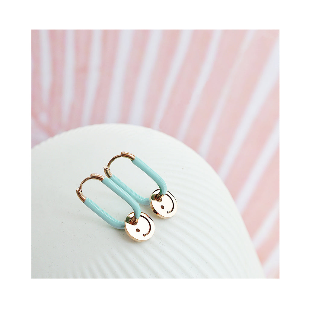 TURQUOISE SMILE oval hoops
