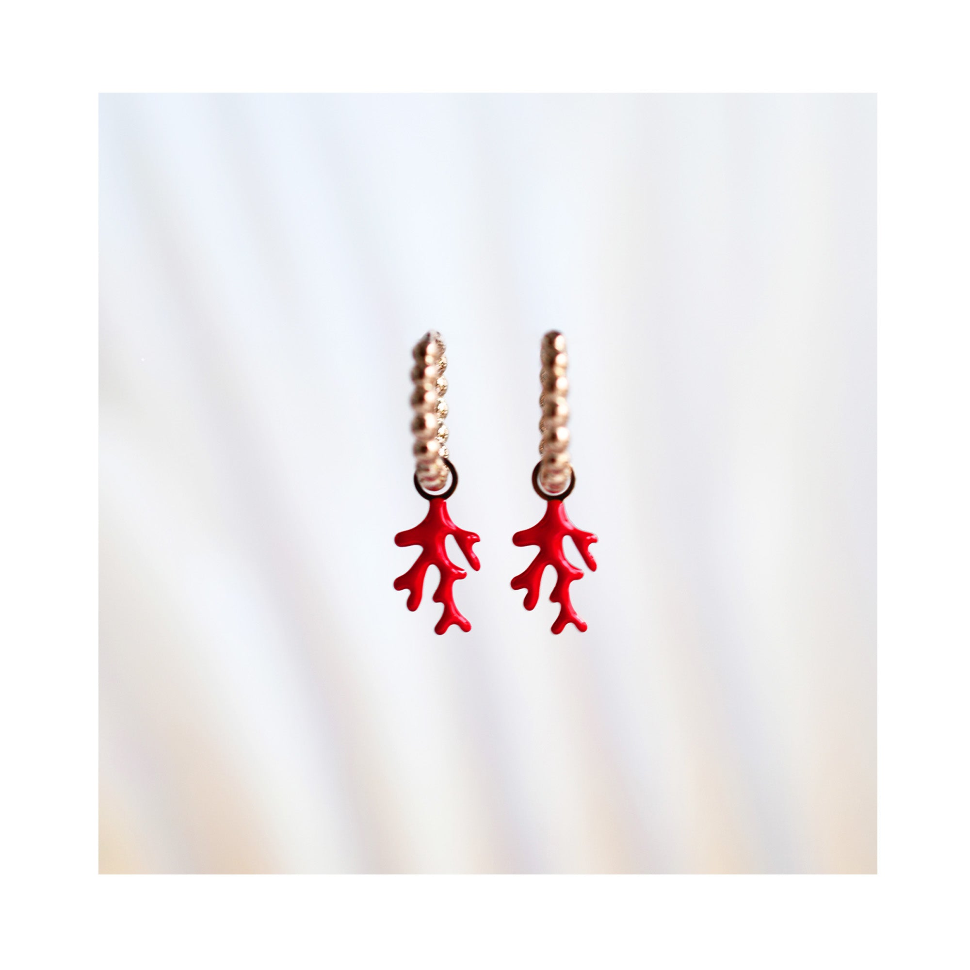 RED CORAL dot classic or mini hoops / RED CORAL dot klasični ili mini ringovi