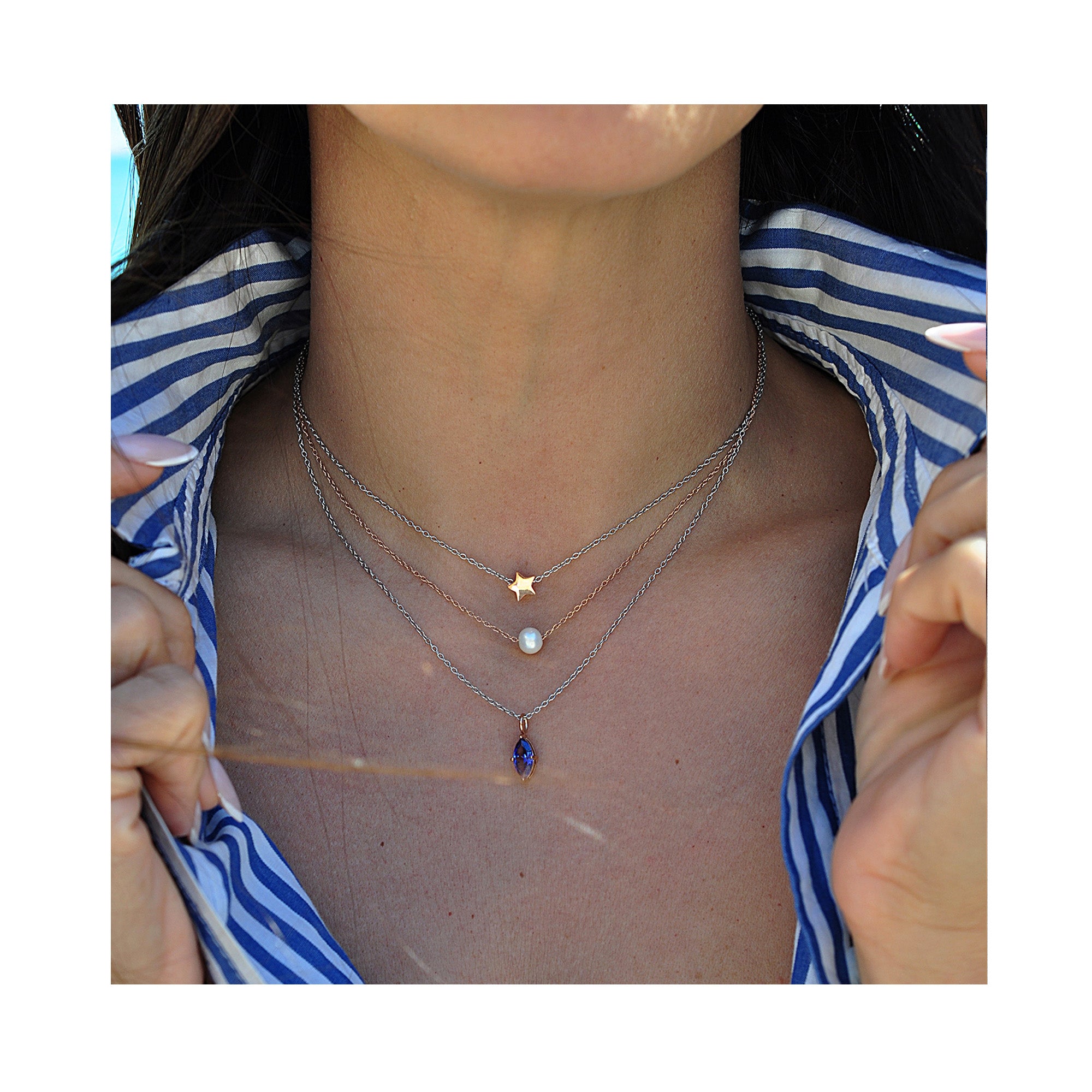 BLUE ROCK triple necklace / BLUE ROCK trostruka ogrlica
