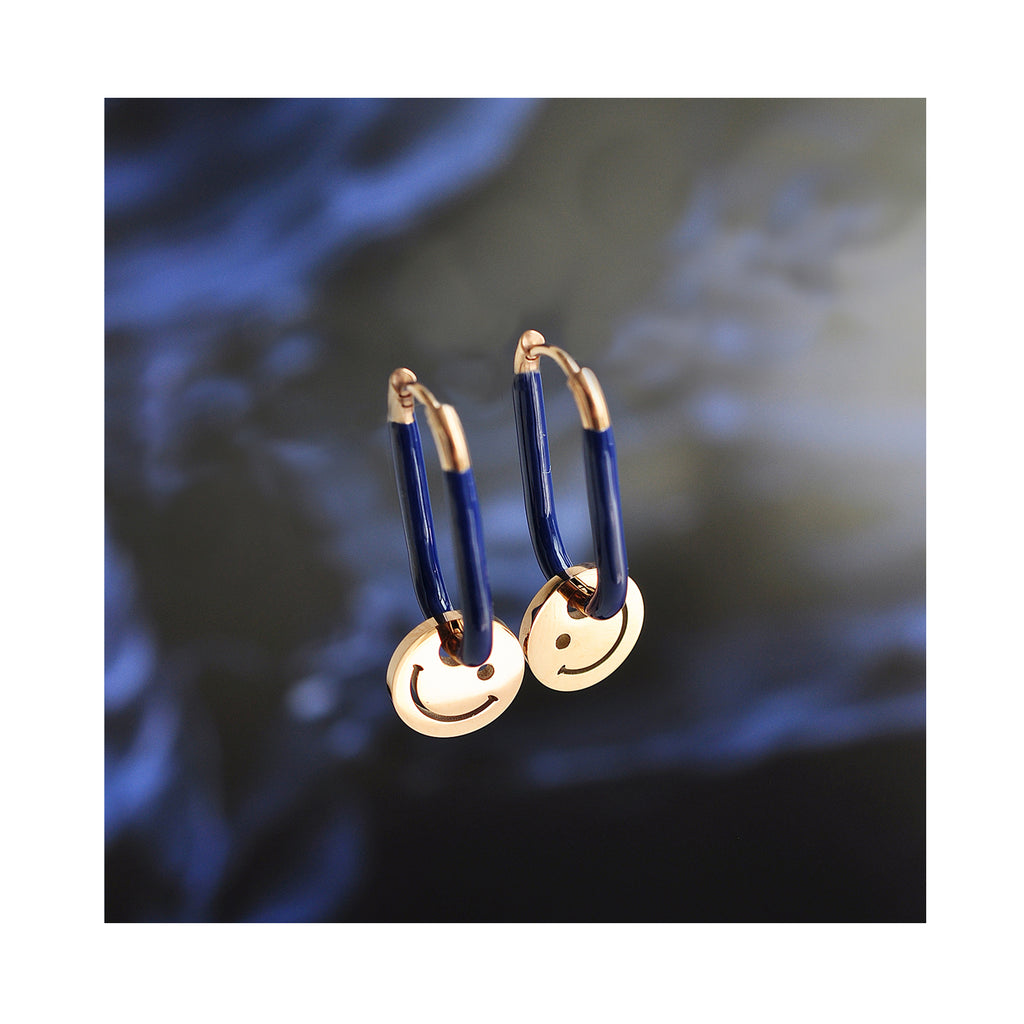 BLUE SMILE oval hoops
