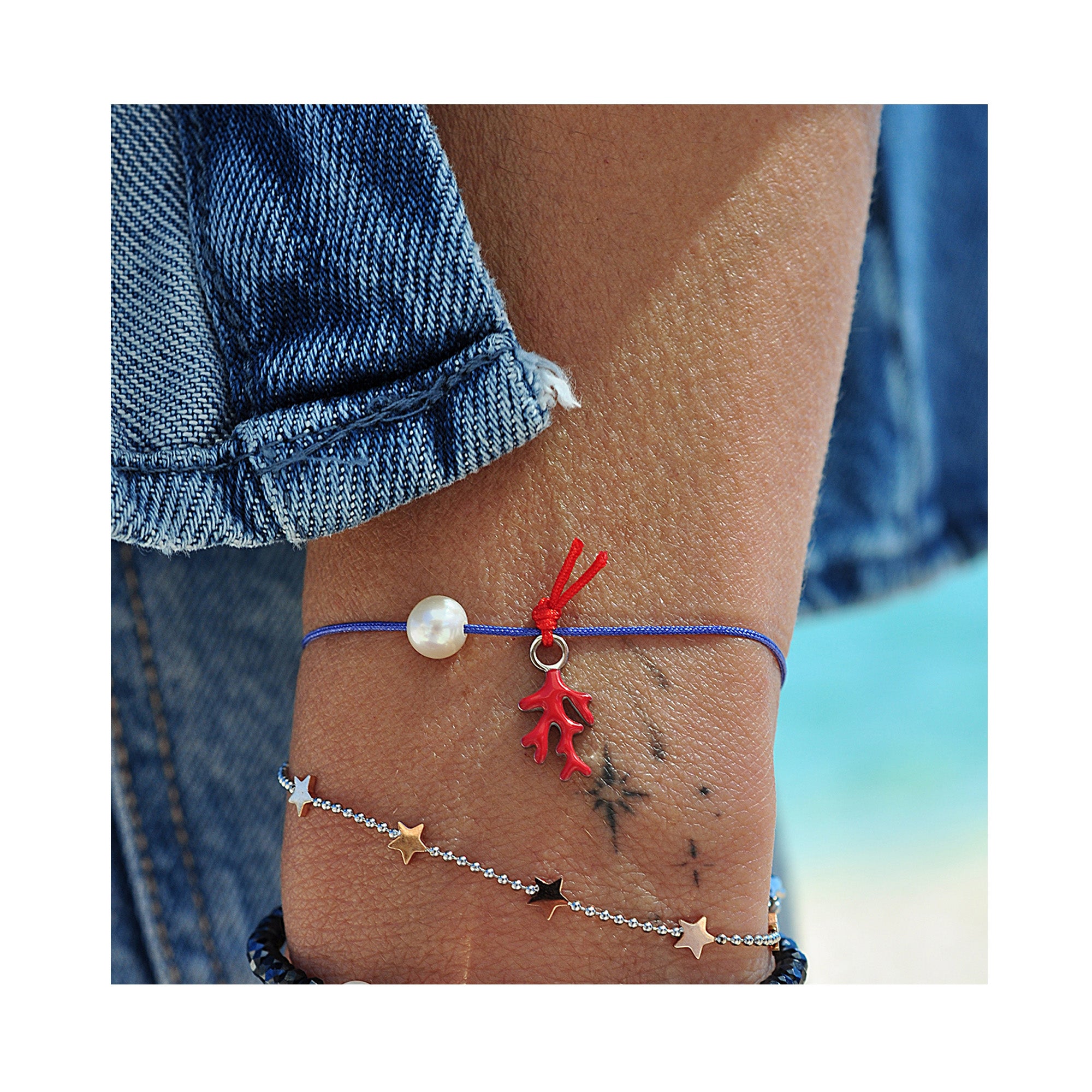 RED CORAL string bracelet / RED CORAL narukvica trakica