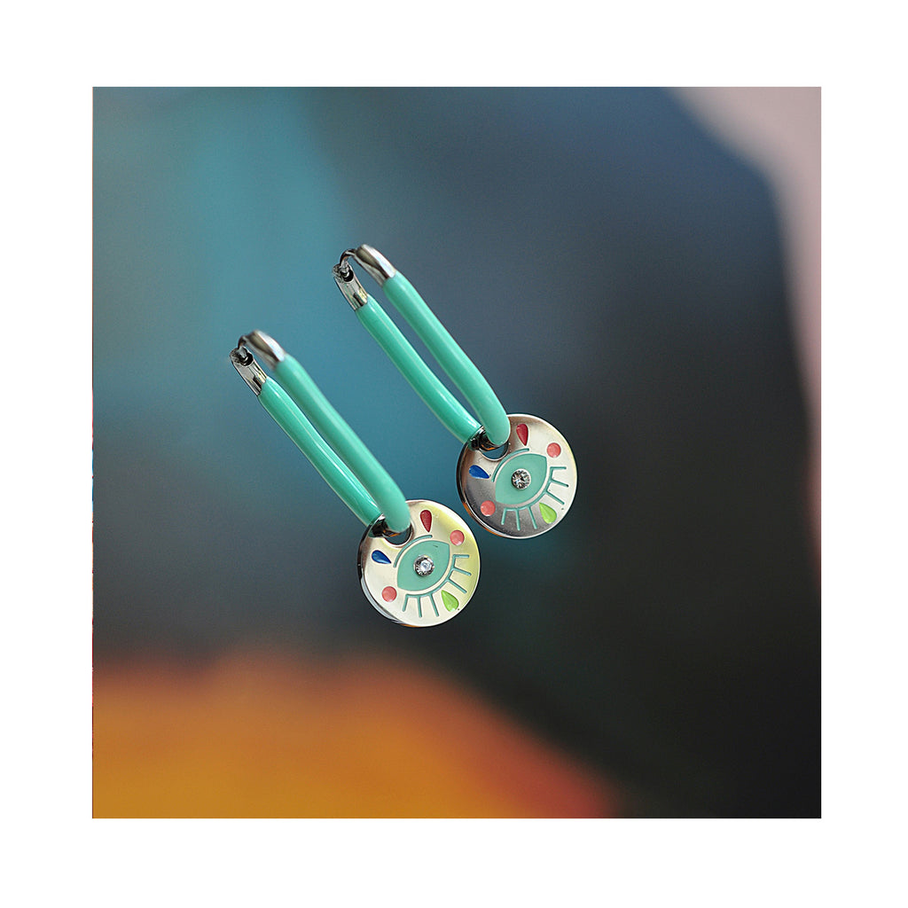 PINA COLADA turquoise oval hoops / PINA COLADA tirkizni ovalni ring