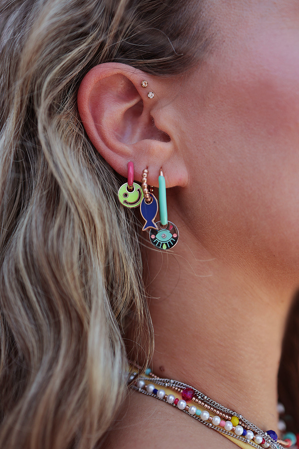 PINA COLADA turquoise oval hoops / PINA COLADA tirkizni ovalni ring