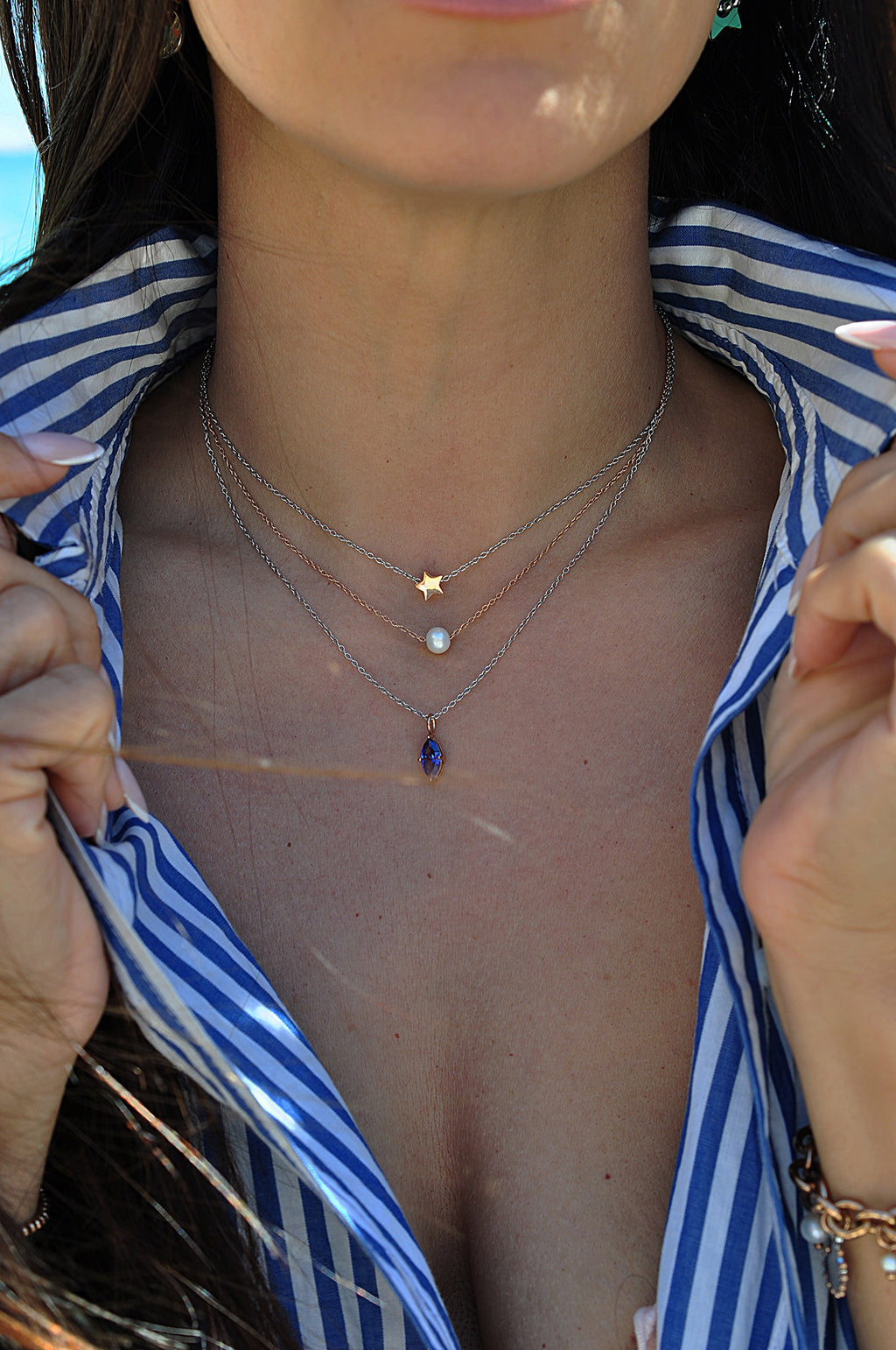 BLUE ROCK triple necklace / BLUE ROCK trostruka ogrlica