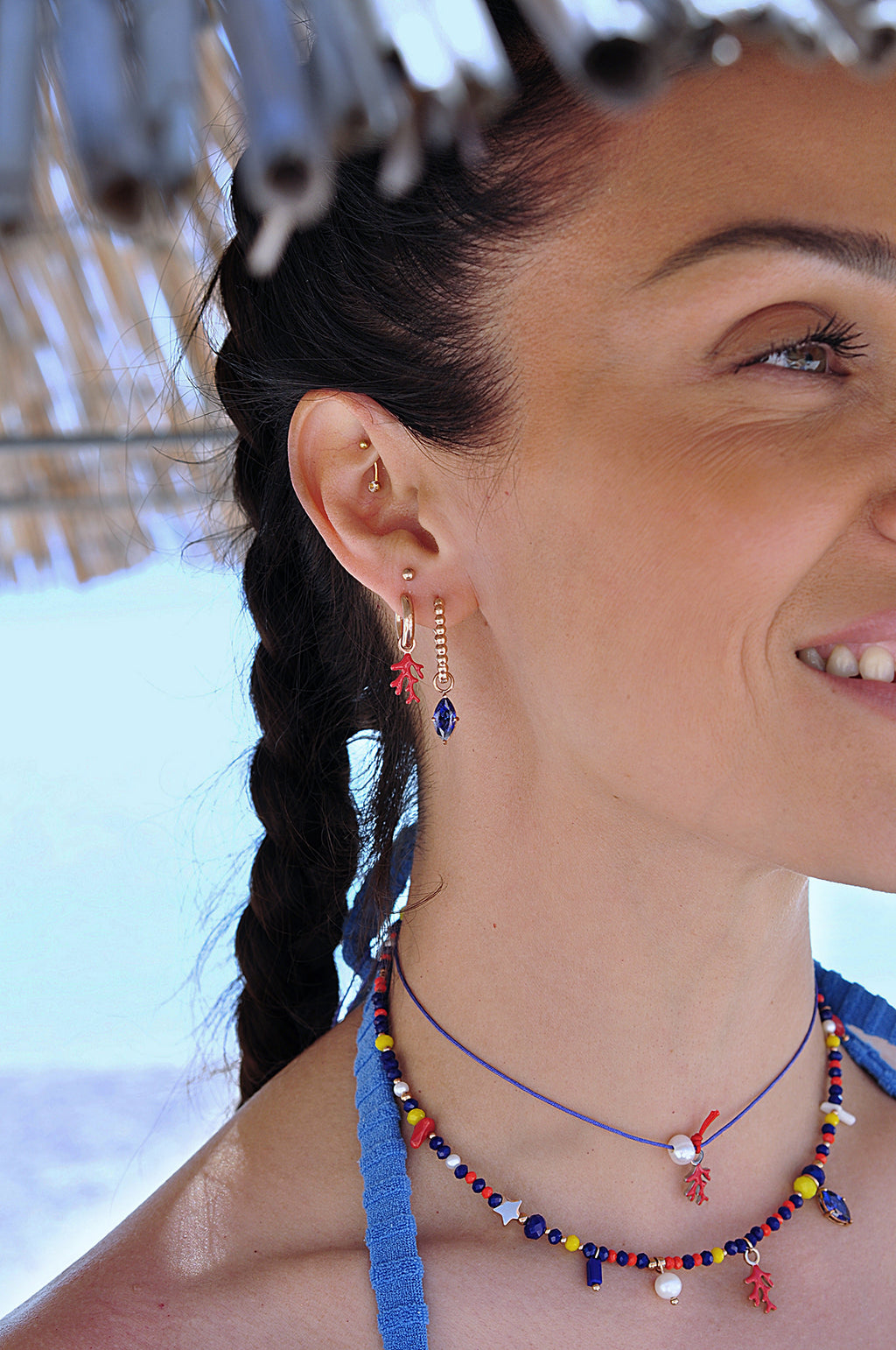 RED CORAL mini hoops / RED CORAL mini ring