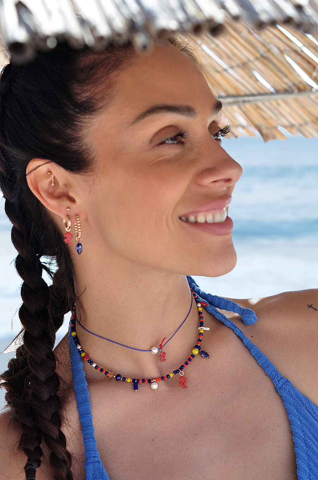 RED CORAL mini hoops / RED CORAL mini ring