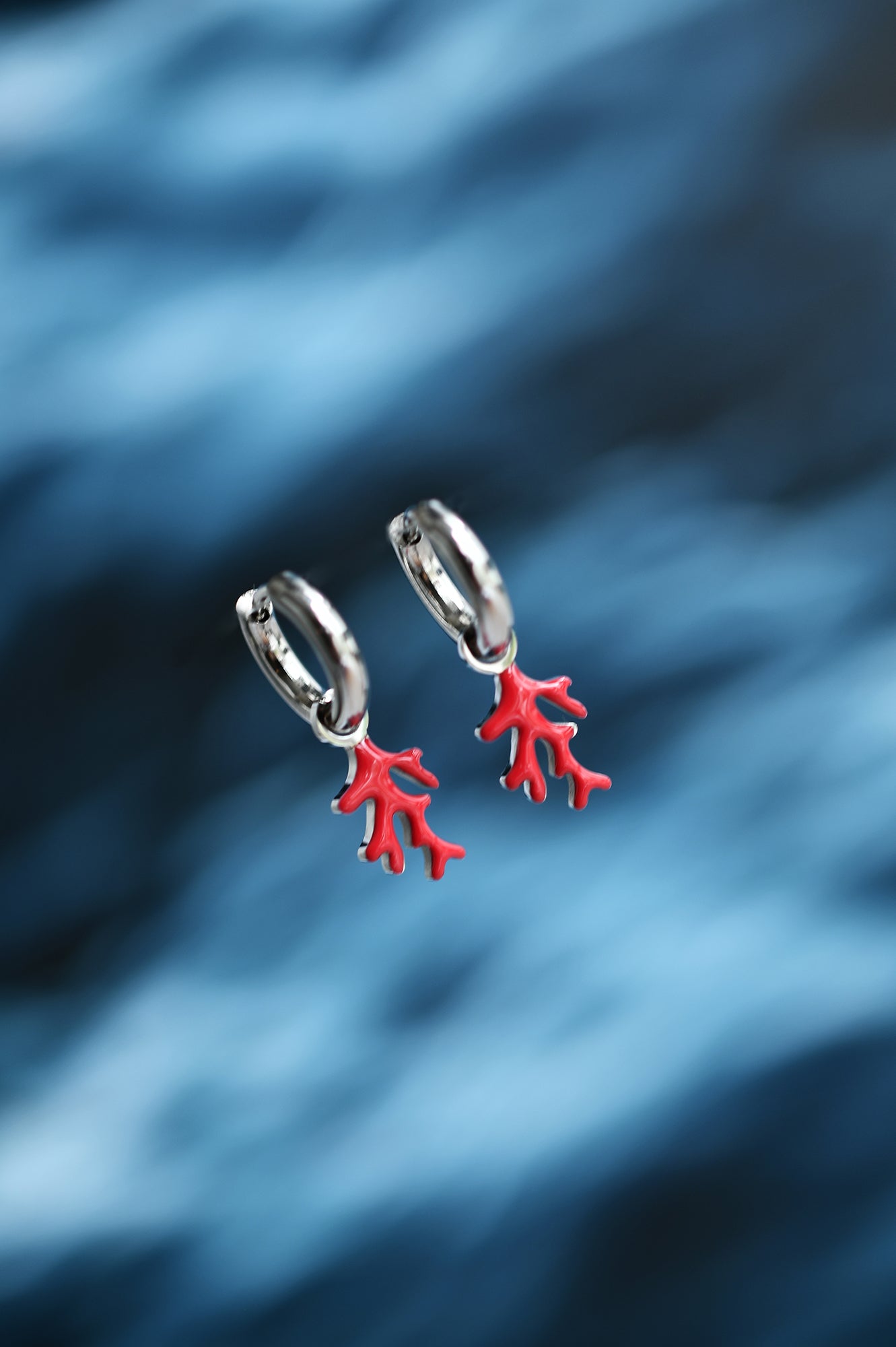 RED CORAL mini hoops / RED CORAL mini ring