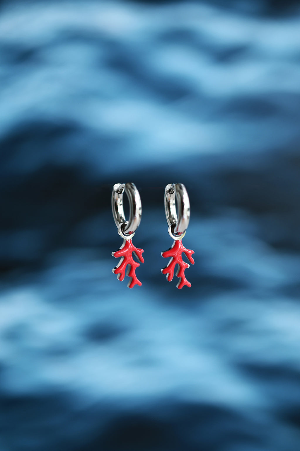 RED CORAL mini hoops / RED CORAL mini ring