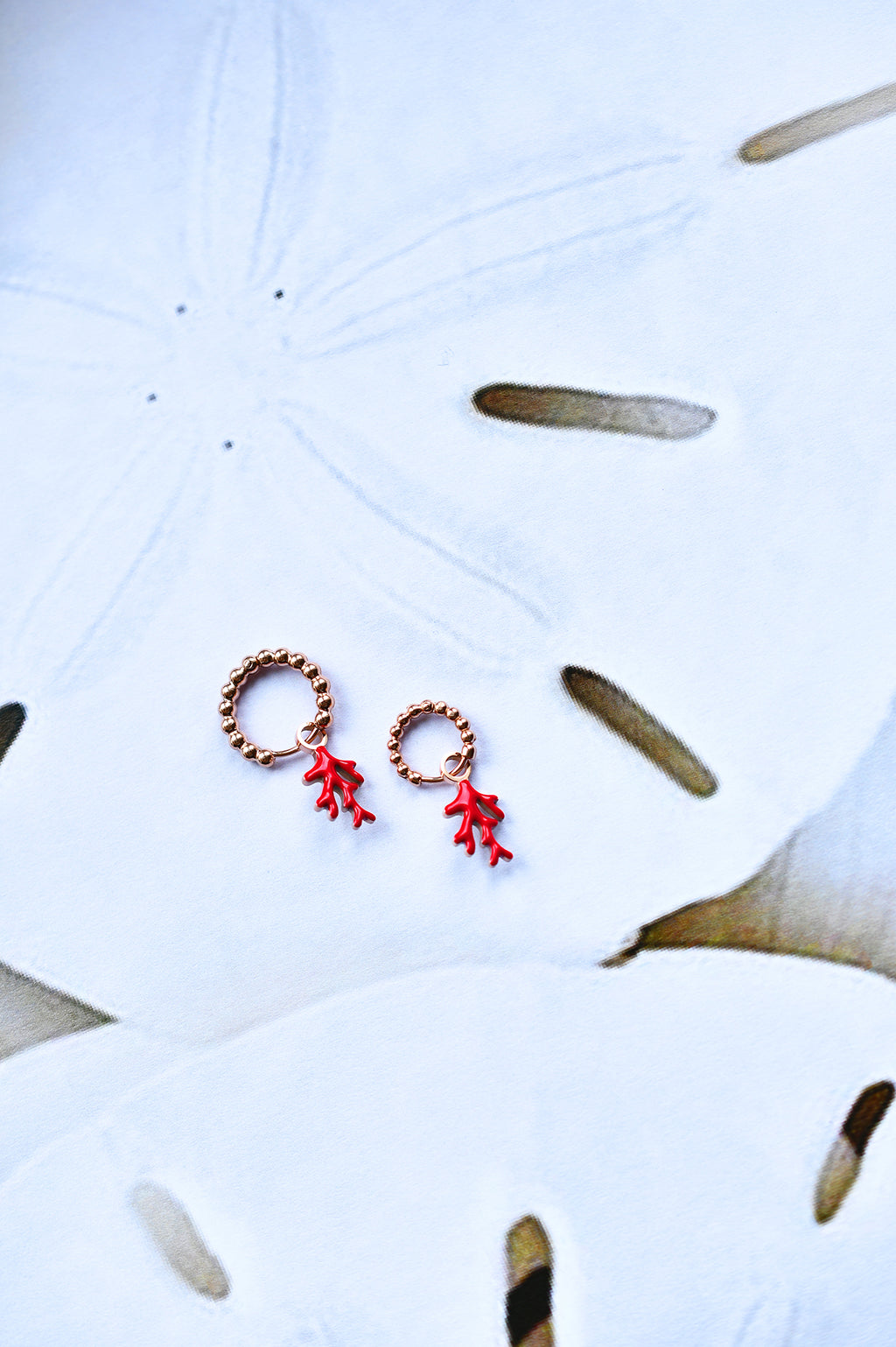 RED CORAL dot classic or mini hoops / RED CORAL dot klasični ili mini ringovi