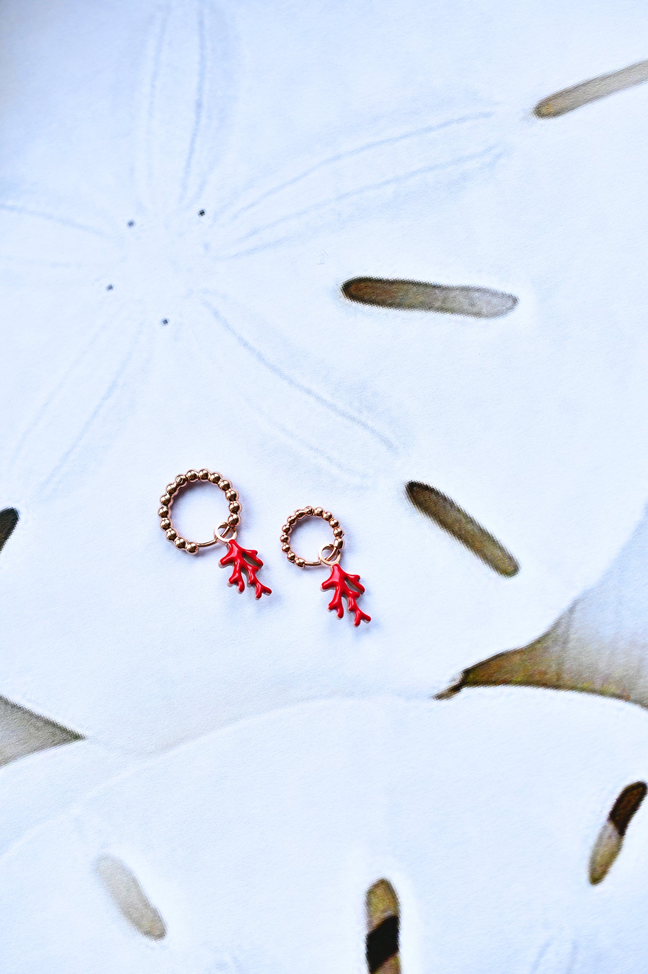 RED CORAL dot classic or mini hoops / RED CORAL dot klasični ili mini ringovi