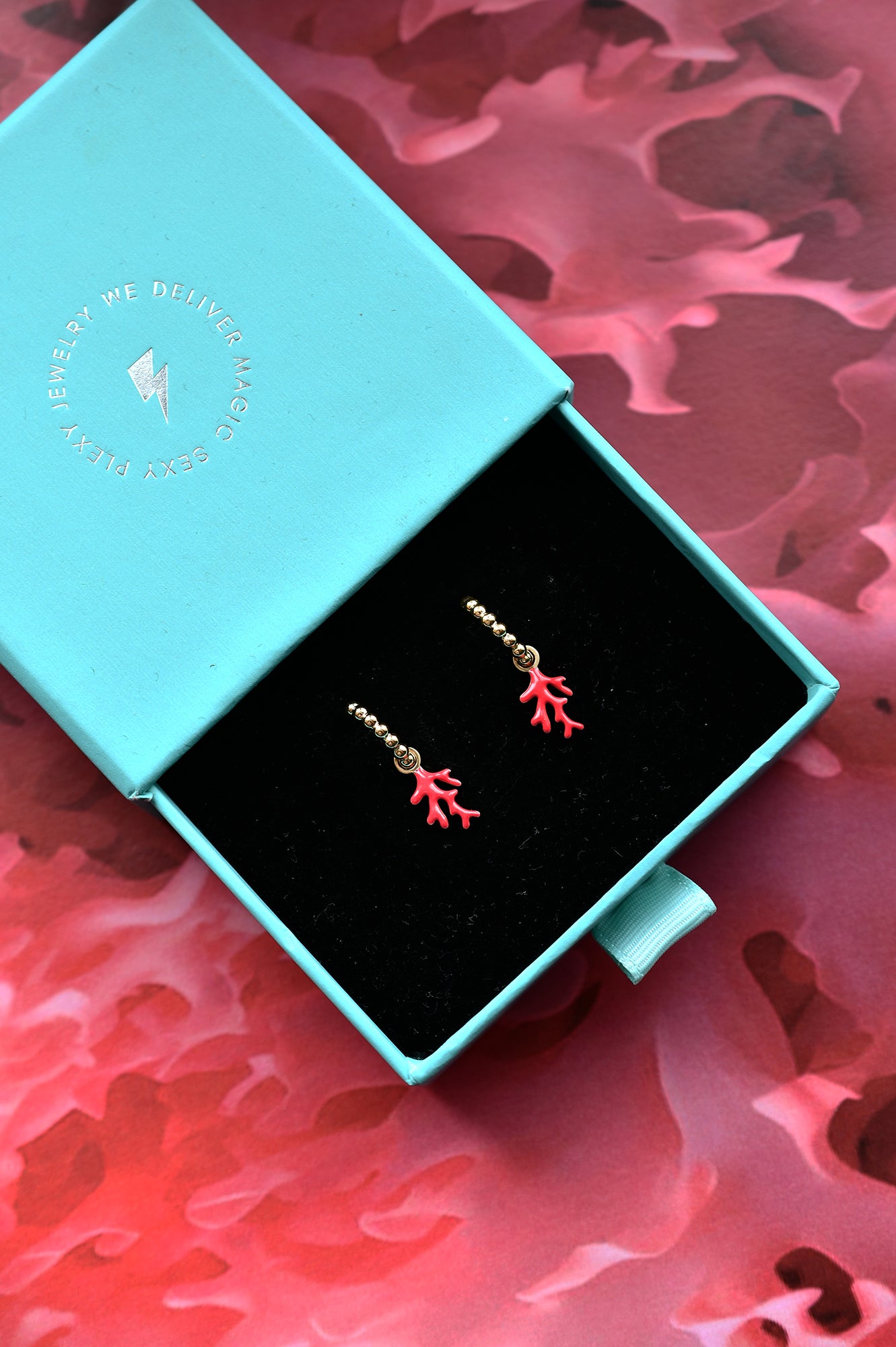 RED CORAL dot classic or mini hoops / RED CORAL dot klasični ili mini ringovi