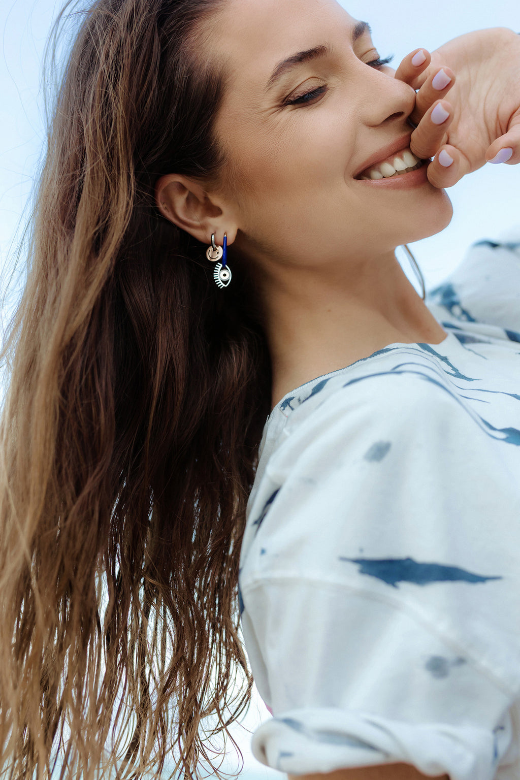 DESERT EYE blue oval hoops